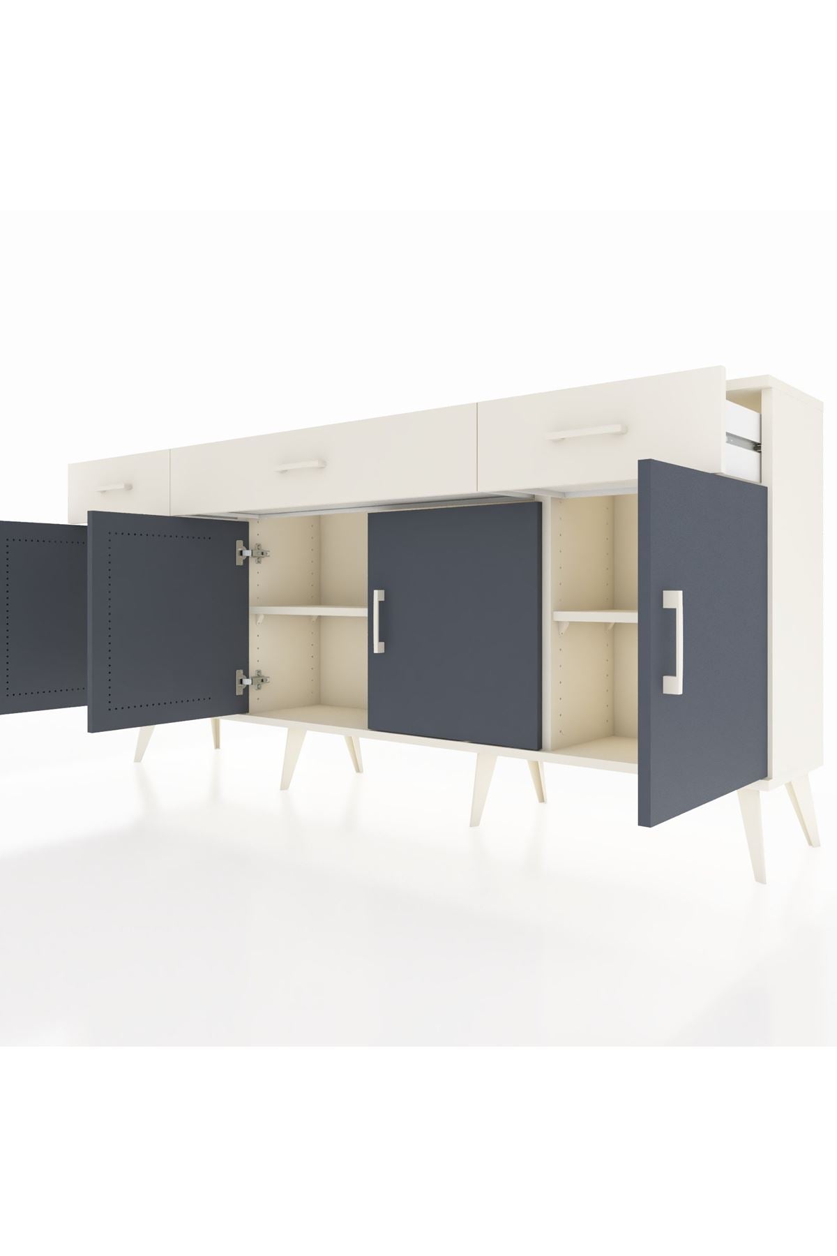 Arges Konsol 3 Raflı 3 Çekmeceli 4 Kapaklı 176x30x83 - S148M008V07A