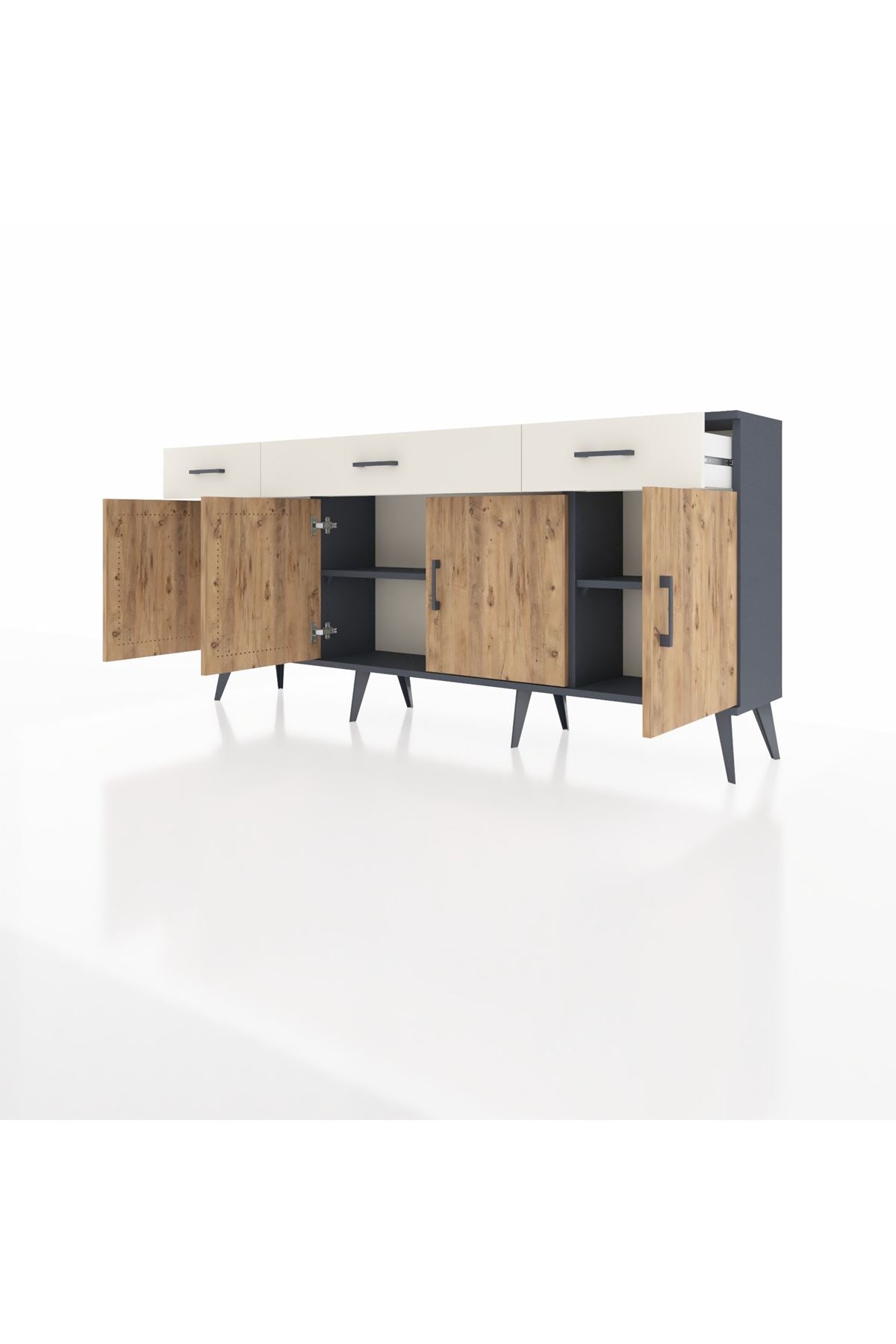 Arges Konsol 3 Raflı 3 Çekmeceli 4 Kapaklı 176x30x83 - S148M008V10A