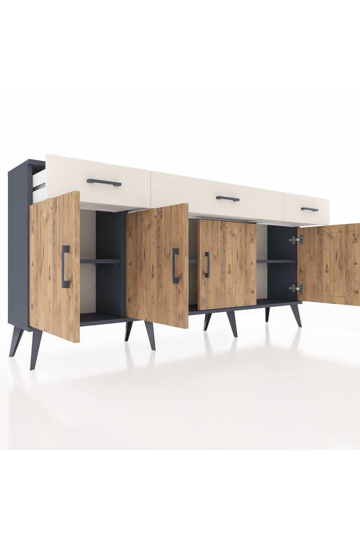 Arges Konsol 3 Raflı 3 Çekmeceli 4 Kapaklı 176x30x83 - S148M008V10A