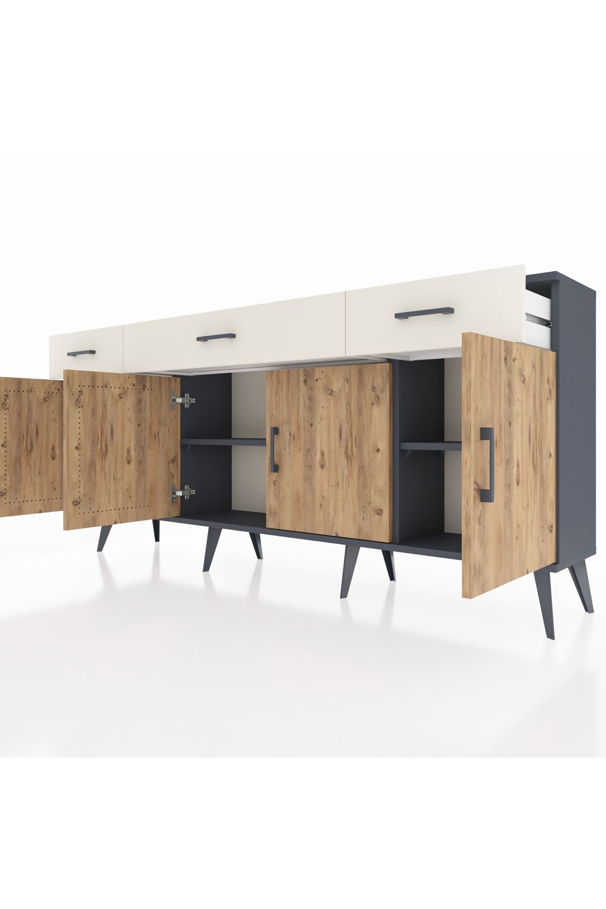 Arges Konsol 3 Raflı 3 Çekmeceli 4 Kapaklı 176x30x83 - S148M008V10A