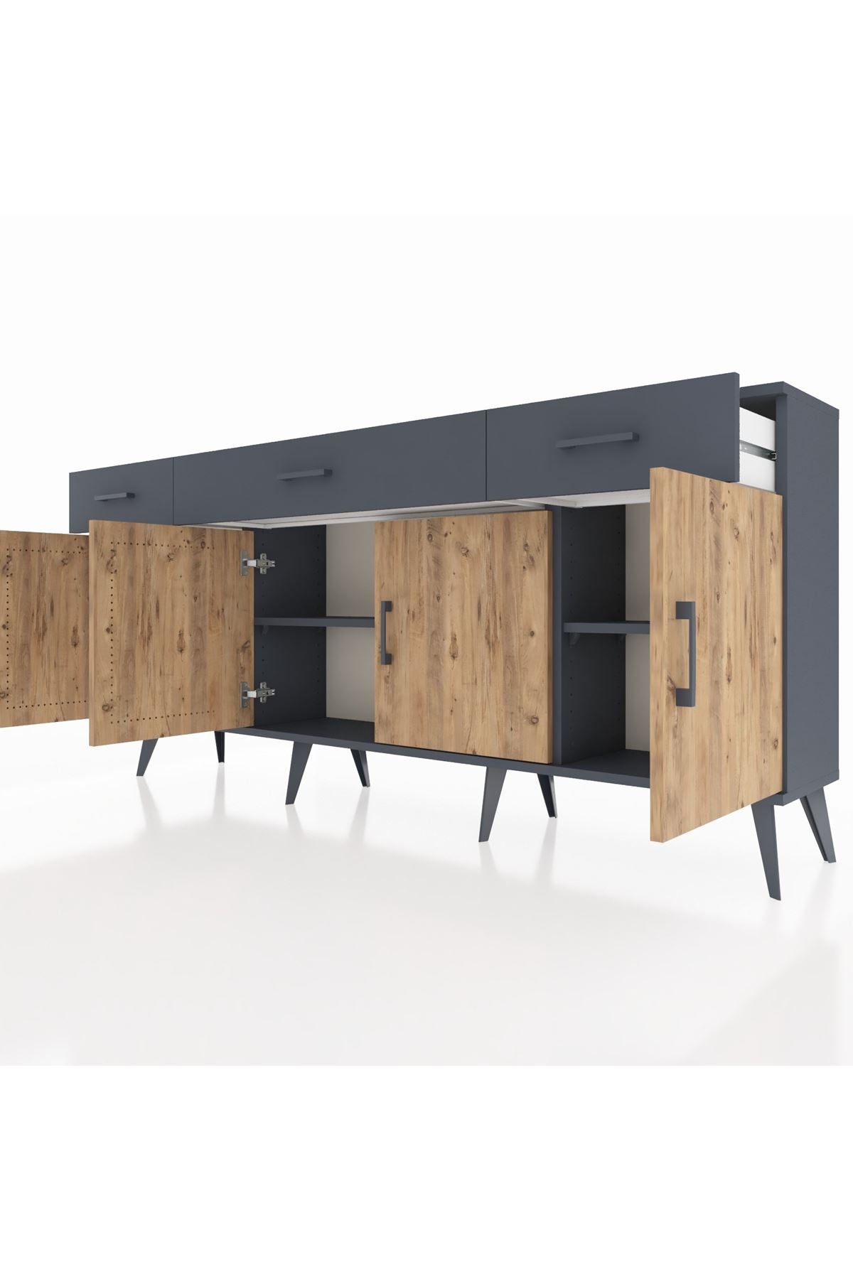 Arges Konsol 3 Raflı 3 Çekmeceli 4 Kapaklı 176x30x83 - S148M008V11A