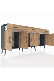 Arges Konsol 3 Raflı 3 Çekmeceli 4 Kapaklı 176x30x83 - S148M008V12A