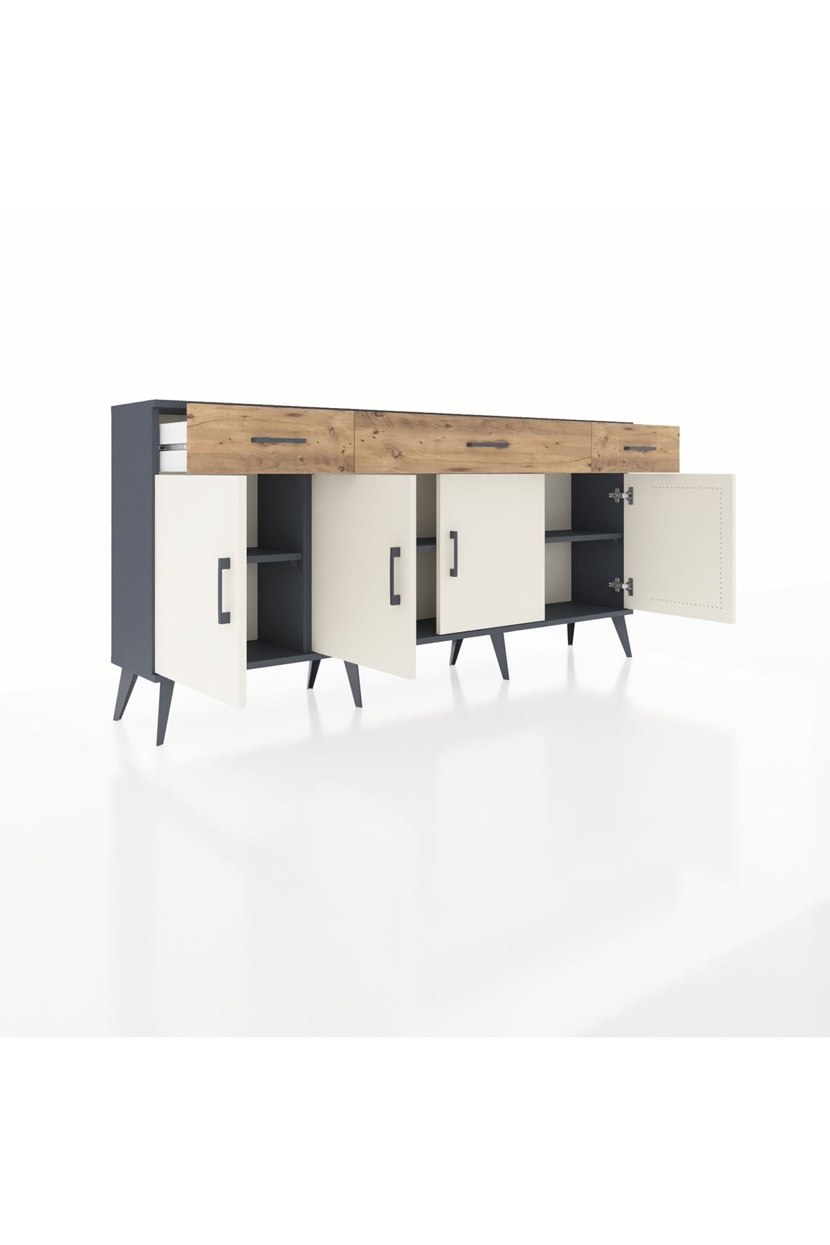 Arges Konsol 3 Raflı 3 Çekmeceli 4 Kapaklı 176x30x83 - S148M008V15A
