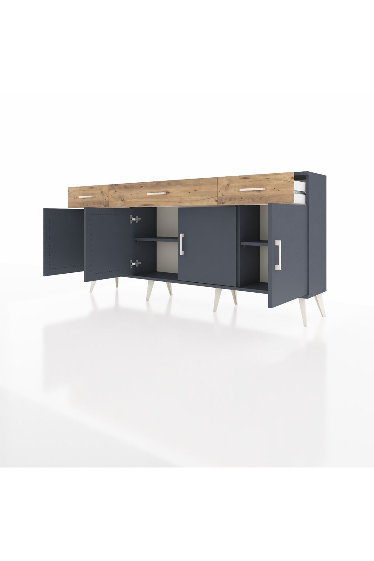 Arges Konsol 3 Raflı 3 Çekmeceli 4 Kapaklı 176x30x83 - S148M008V18A