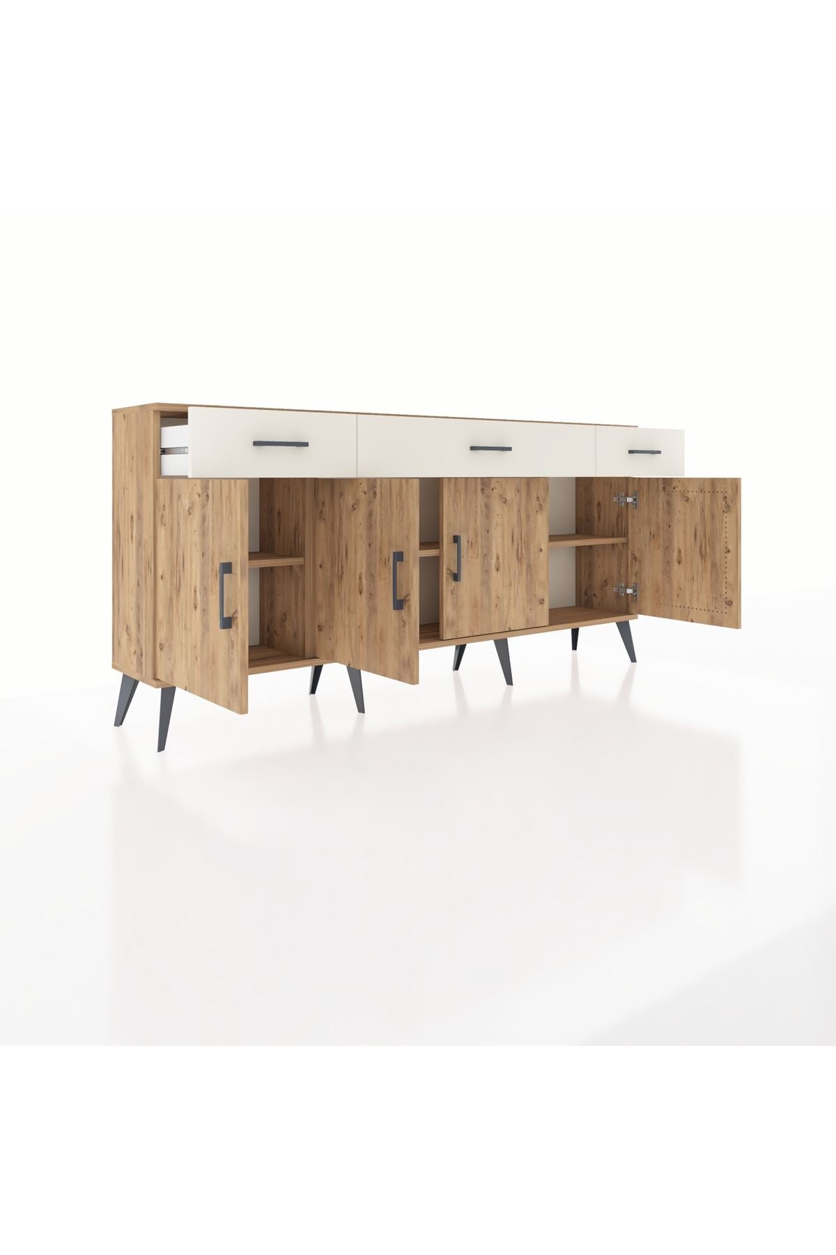 Arges Konsol 3 Raflı 3 Çekmeceli 4 Kapaklı 176x30x83 - S148M008V19A