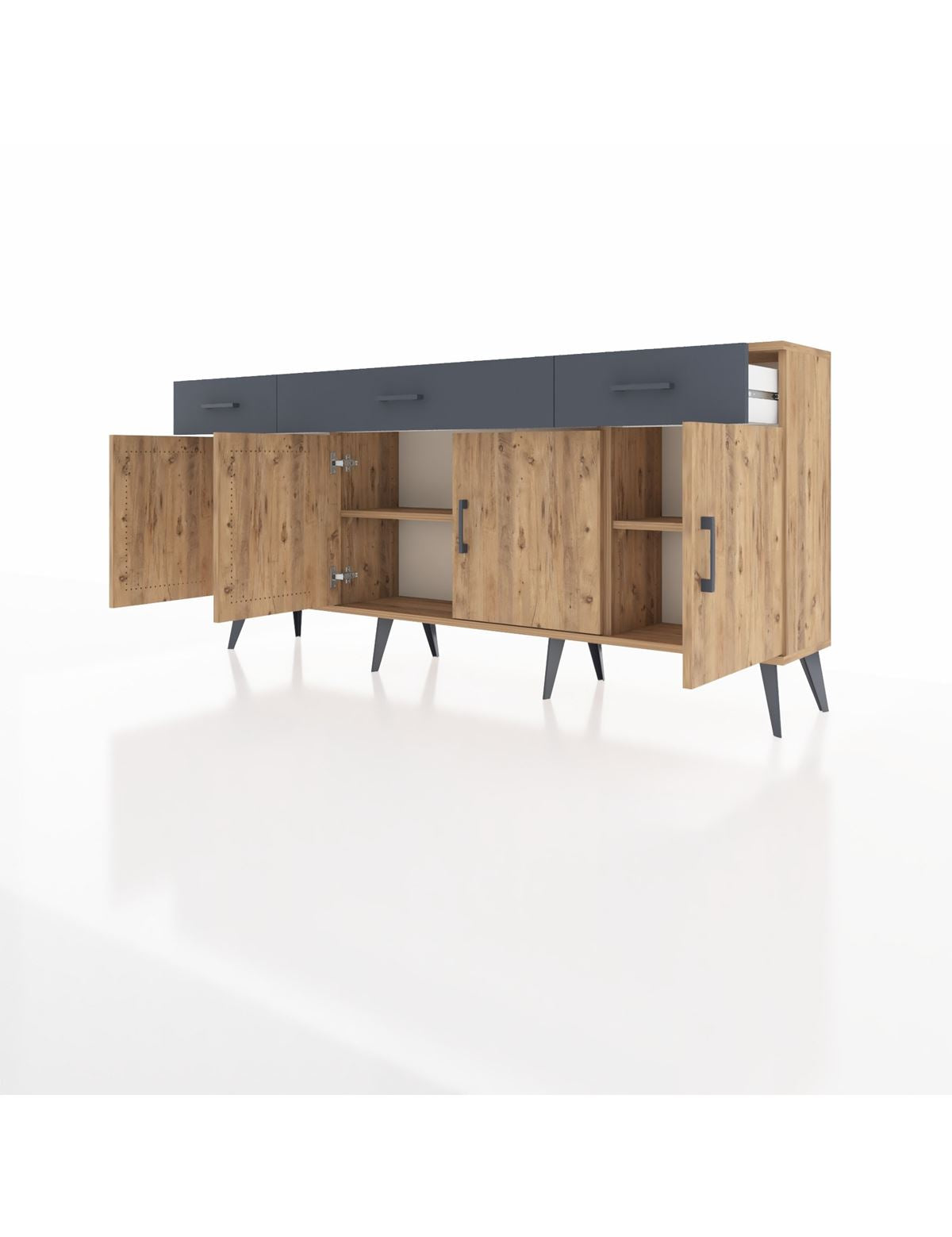 Arges Konsol 3 Raflı 3 Çekmeceli 4 Kapaklı 176x30x83 - S148M008V20A