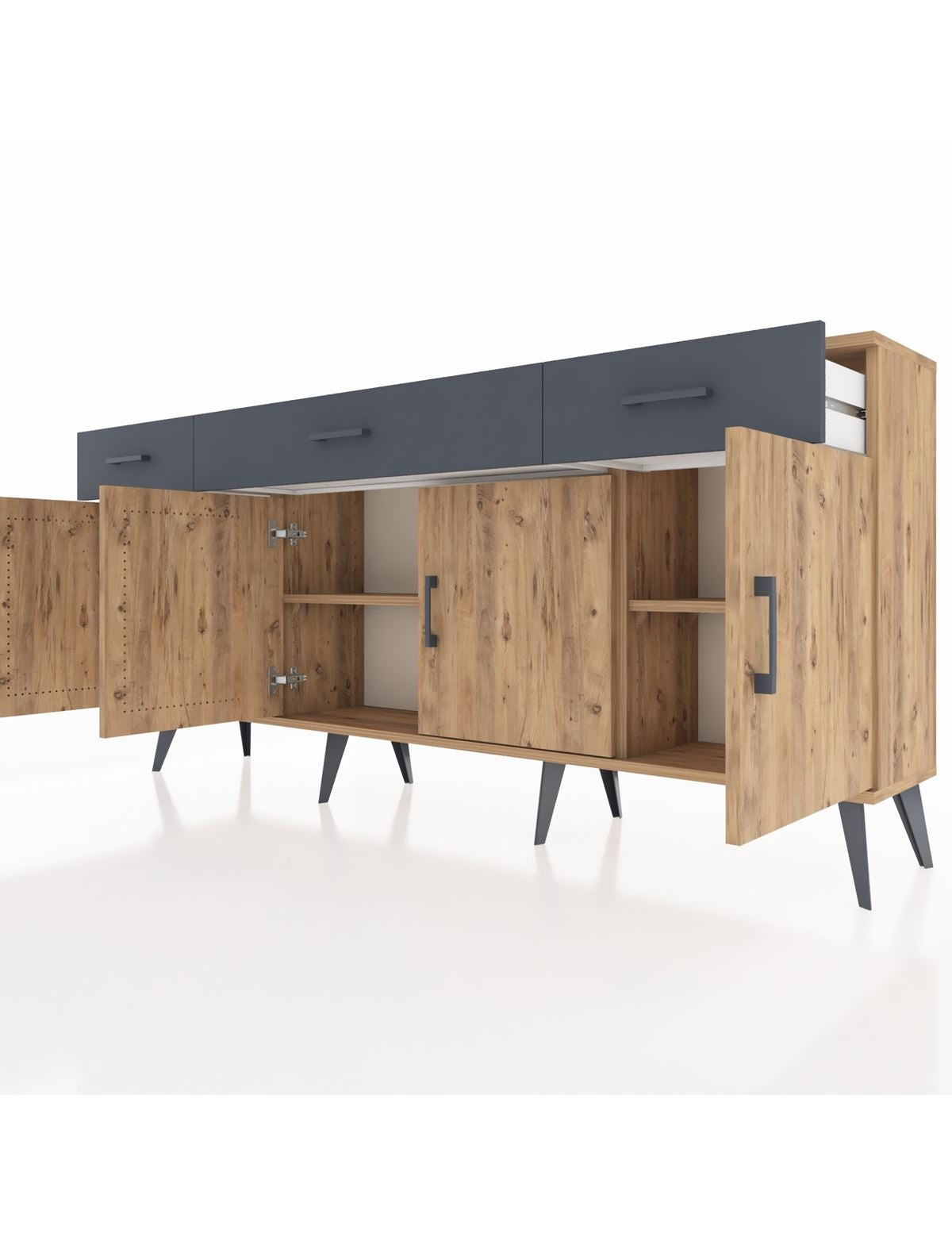 Arges Konsol 3 Raflı 3 Çekmeceli 4 Kapaklı 176x30x83 - S148M008V20A