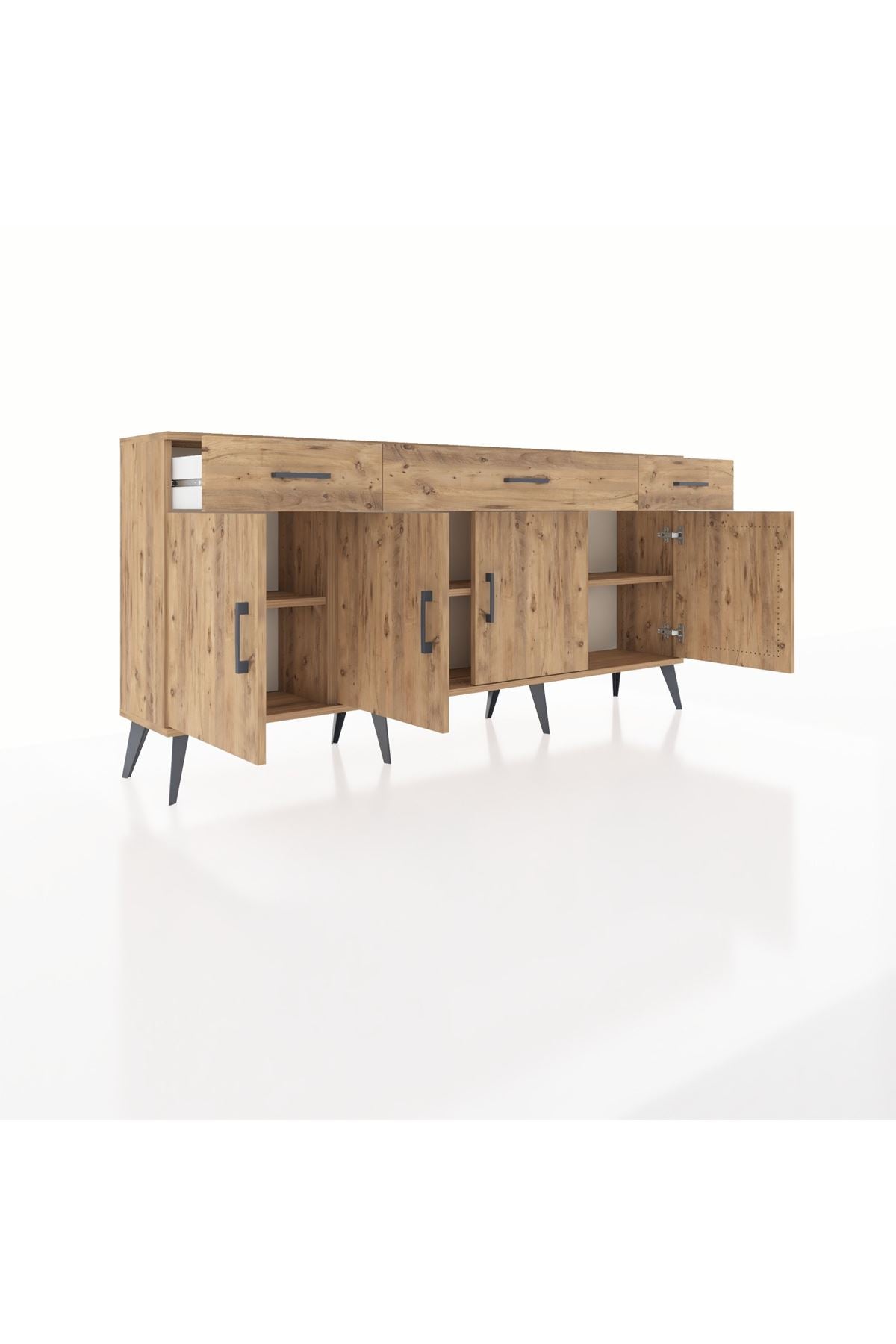 Arges Konsol 3 Raflı 3 Çekmeceli 4 Kapaklı 176x30x83 - S148M008V21A