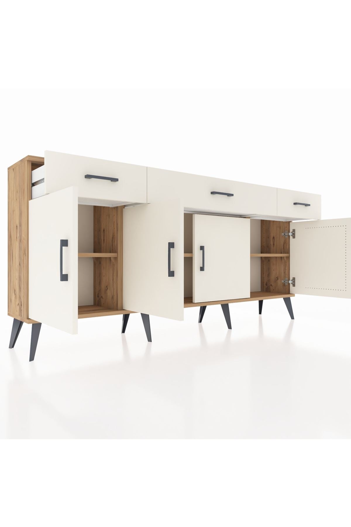 Arges Konsol 3 Raflı 3 Çekmeceli 4 Kapaklı 176x30x83 - S148M008V22A