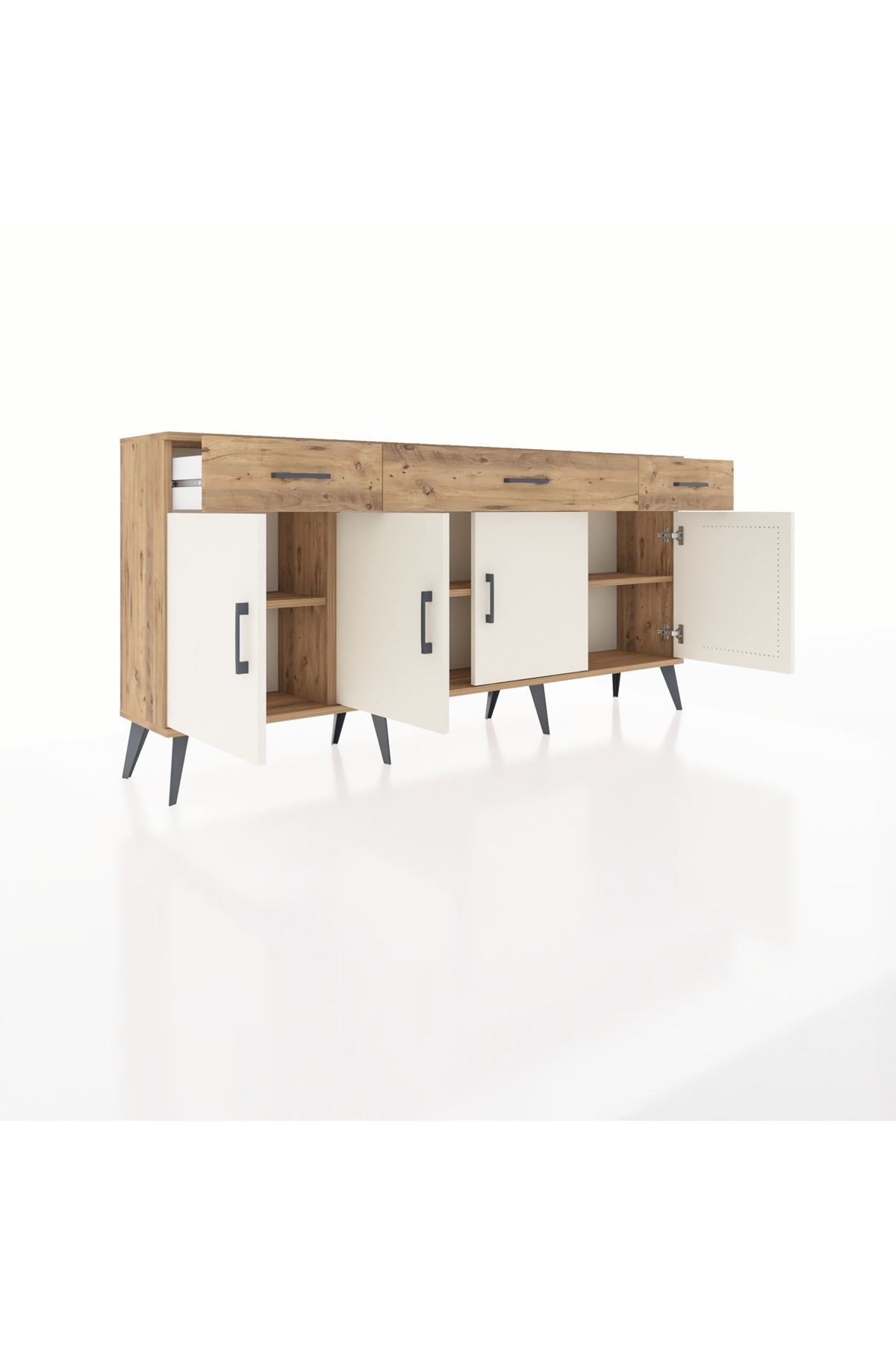 Arges Konsol 3 Raflı 3 Çekmeceli 4 Kapaklı 176x30x83 - S148M008V24A