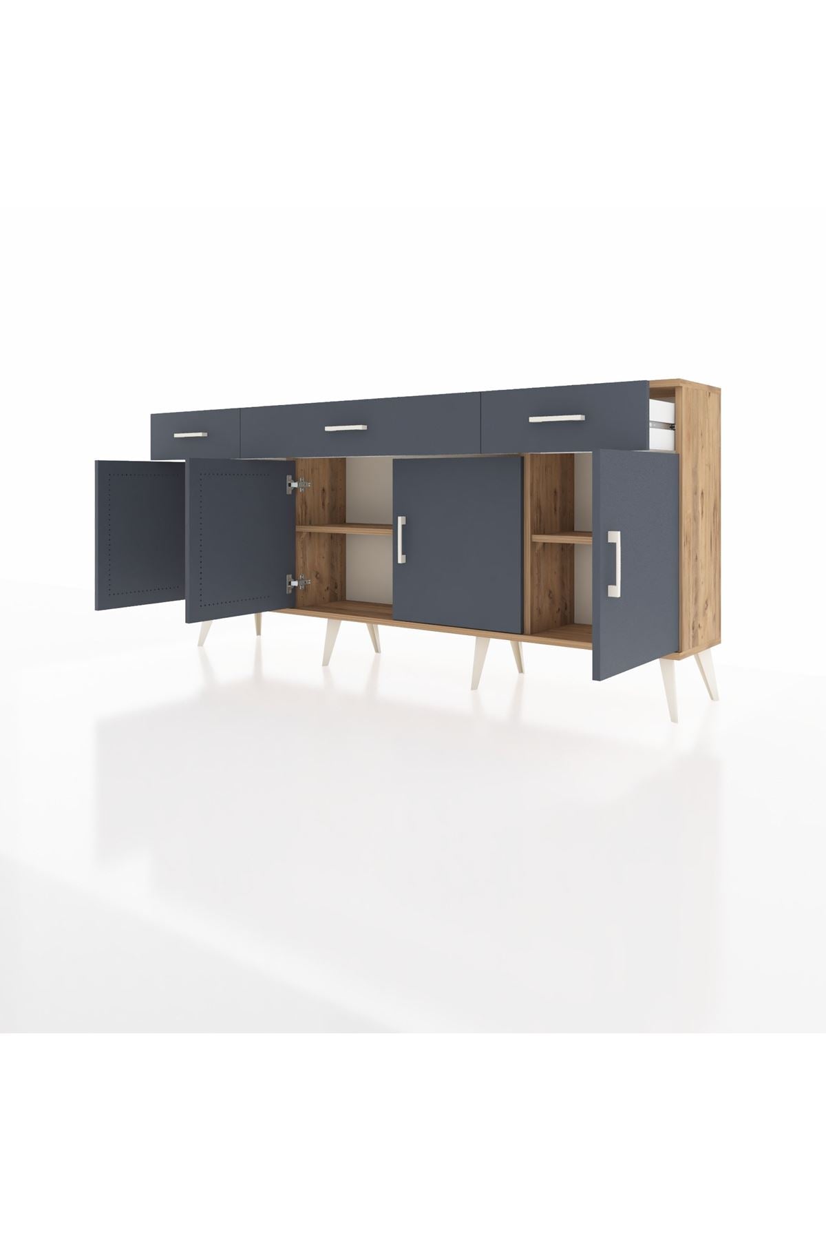 Arges Konsol 3 Raflı 3 Çekmeceli 4 Kapaklı 176x30x83 - S148M008V26A
