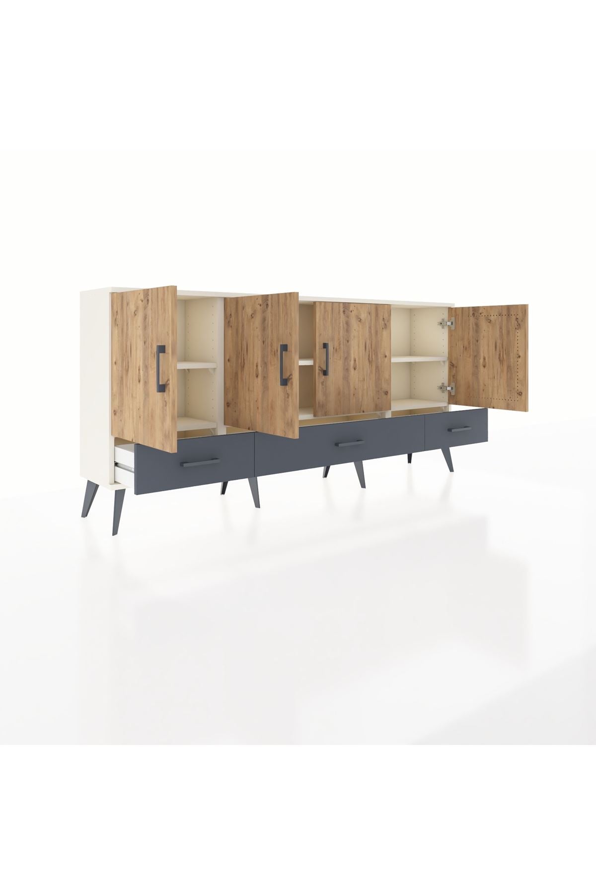 Arges Konsol 6 Raflı 3 Çekmeceli 4 Kapaklı 176x30x83 - S148M009V02A