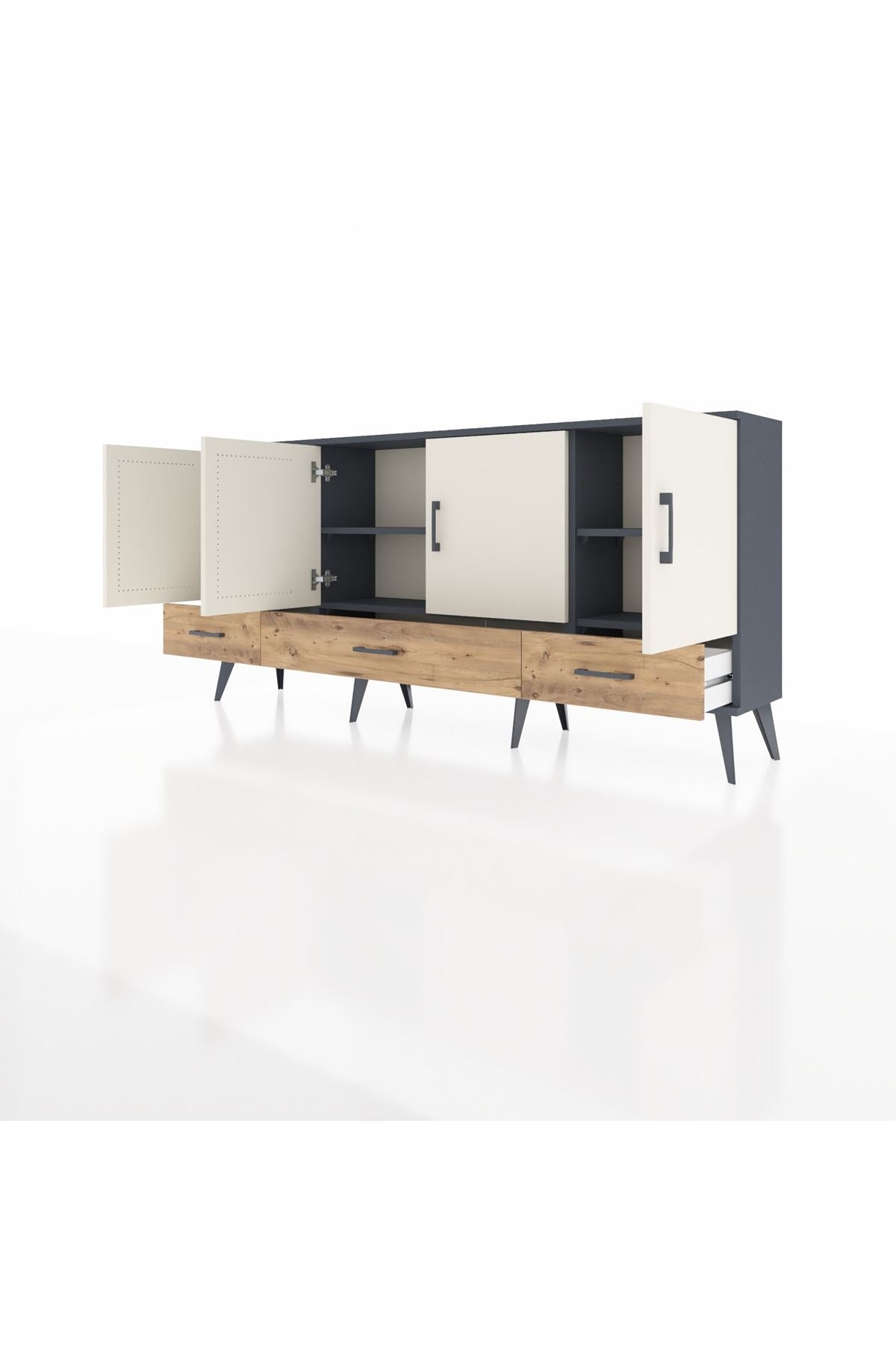 Arges Konsol 6 Raflı 3 Çekmeceli 4 Kapaklı 176x30x83 - S148M009V15A