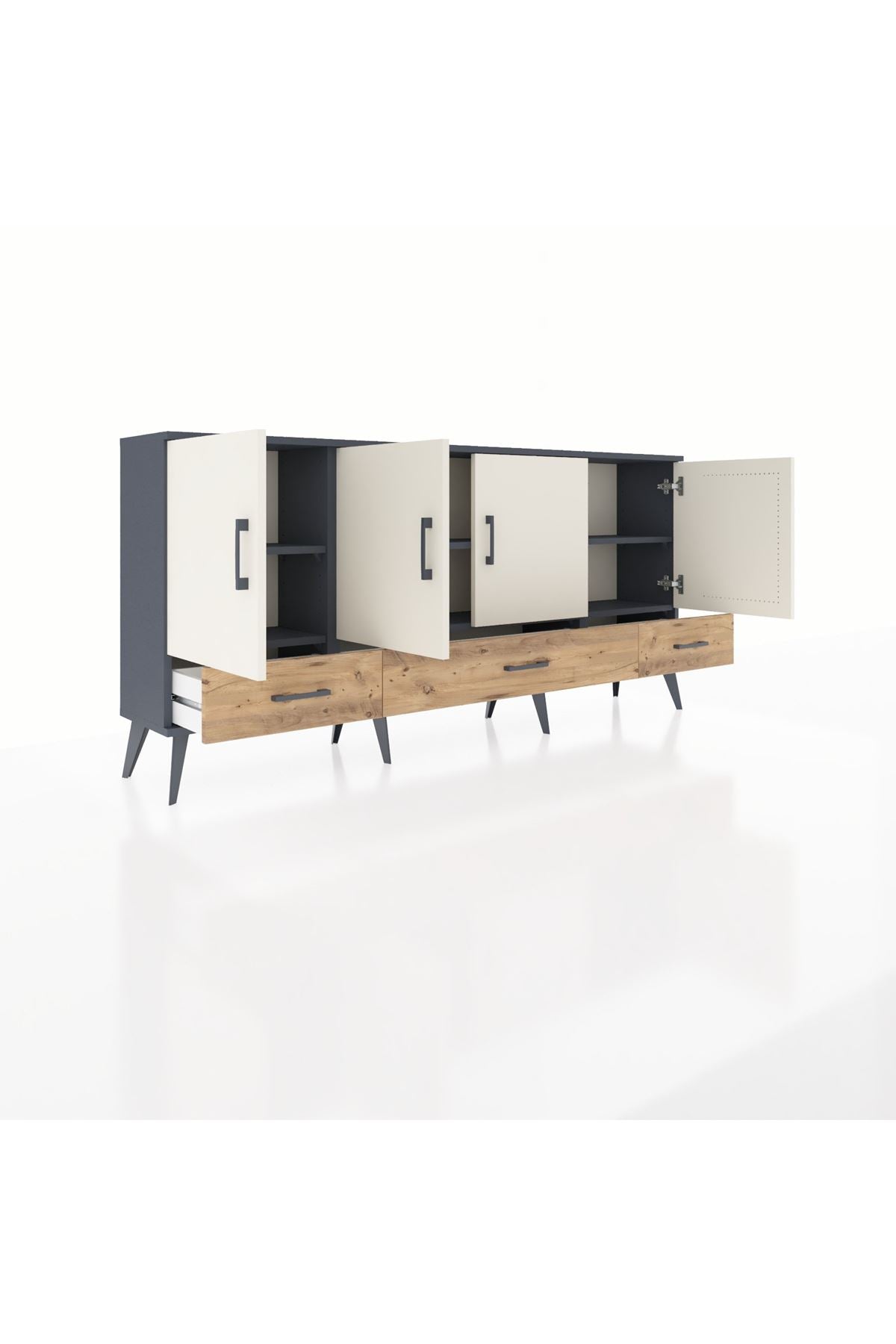 Arges Konsol 6 Raflı 3 Çekmeceli 4 Kapaklı 176x30x83 - S148M009V15A