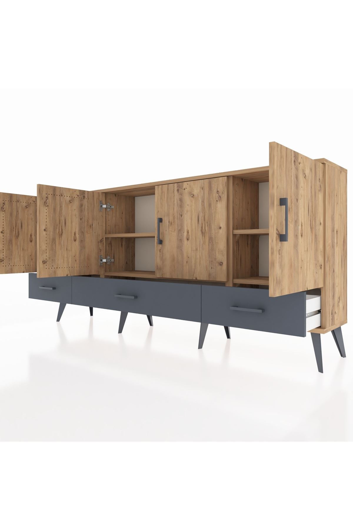 Arges Konsol 6 Raflı 3 Çekmeceli 4 Kapaklı 176x30x83 - S148M009V20A