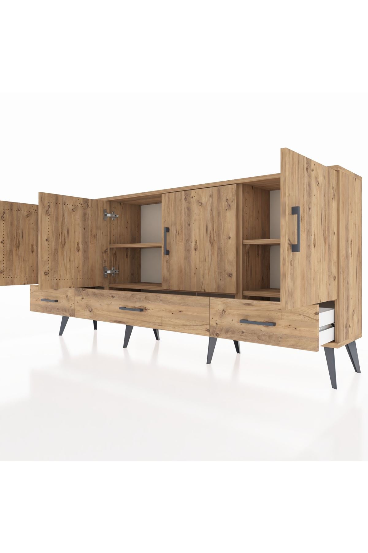Arges Konsol 6 Raflı 3 Çekmeceli 4 Kapaklı 176x30x83 - S148M009V21A