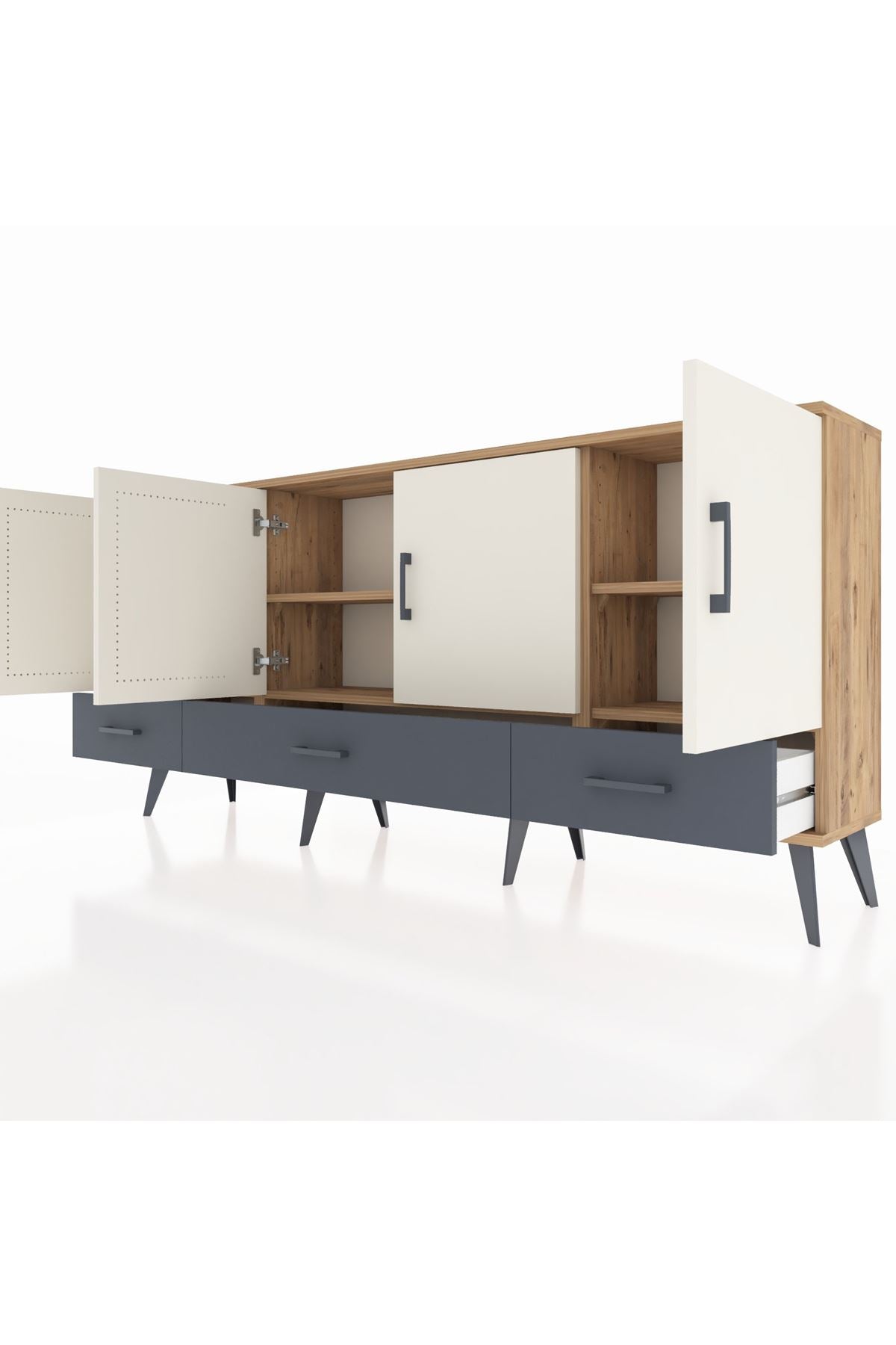 Arges Konsol 6 Raflı 3 Çekmeceli 4 Kapaklı 176x30x83 - S148M009V23A