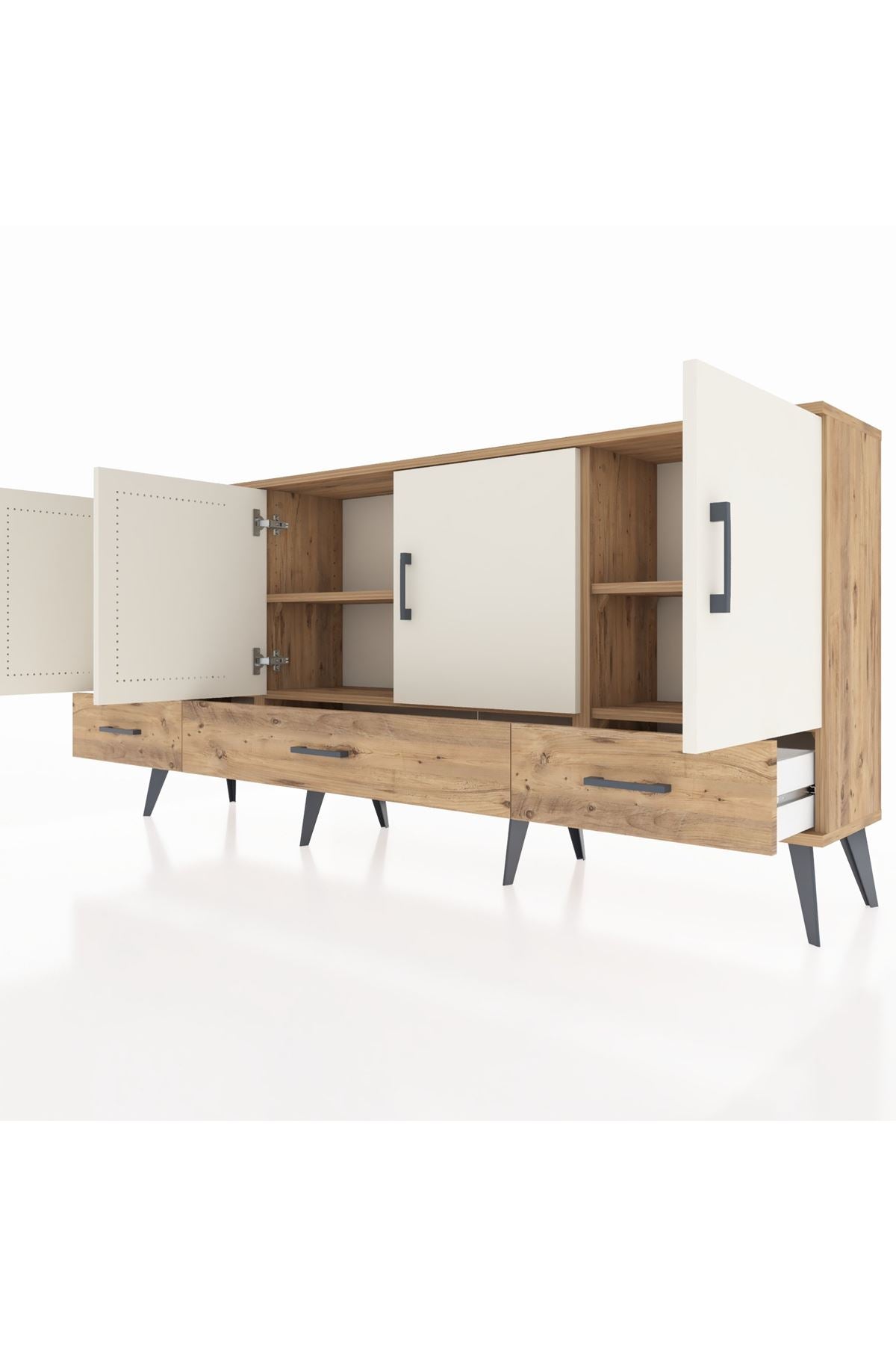 Arges Konsol 6 Raflı 3 Çekmeceli 4 Kapaklı 176x30x83 - S148M009V24A