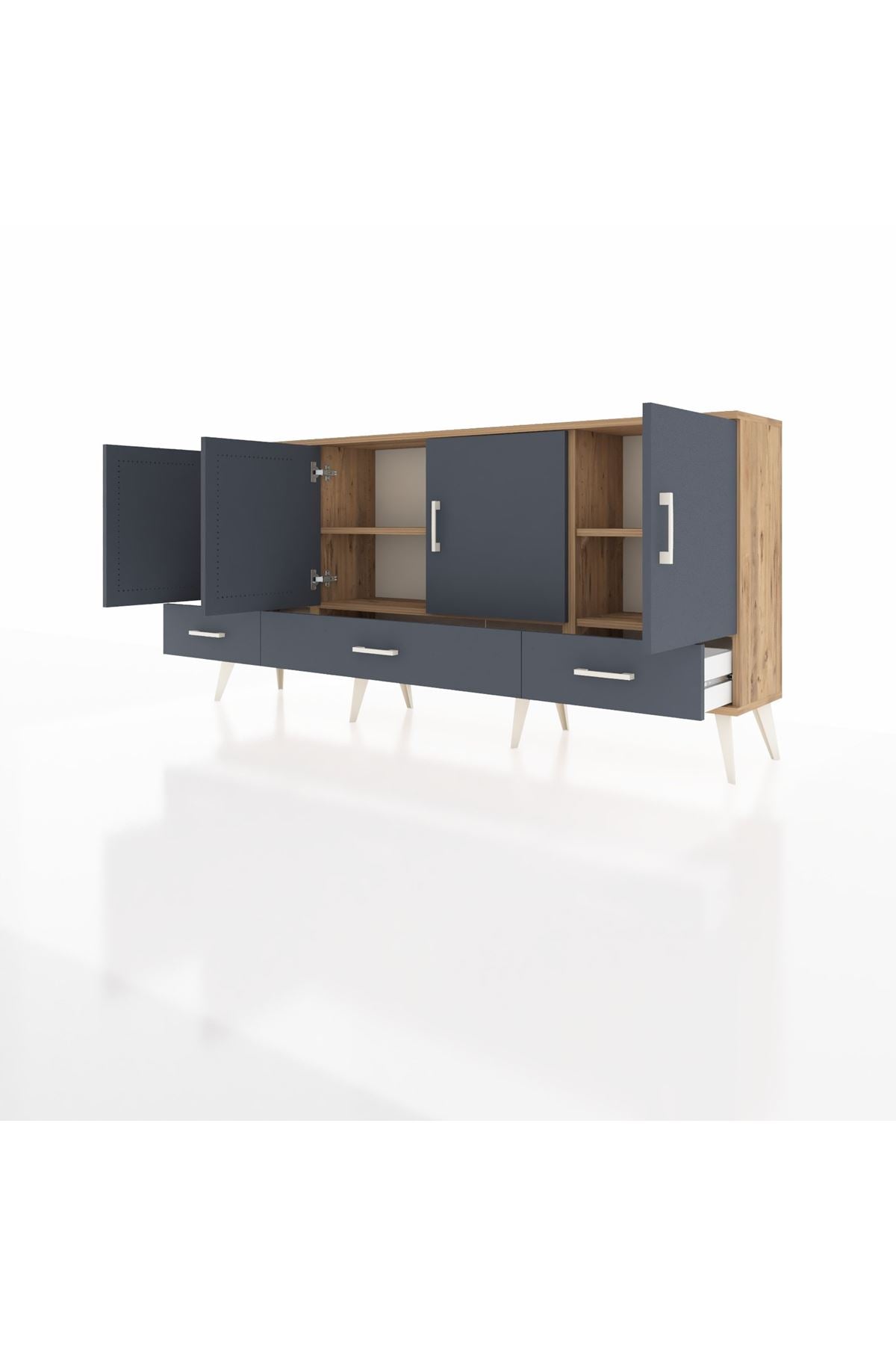 Arges Konsol 6 Raflı 3 Çekmeceli 4 Kapaklı 176x30x83 - S148M009V26A