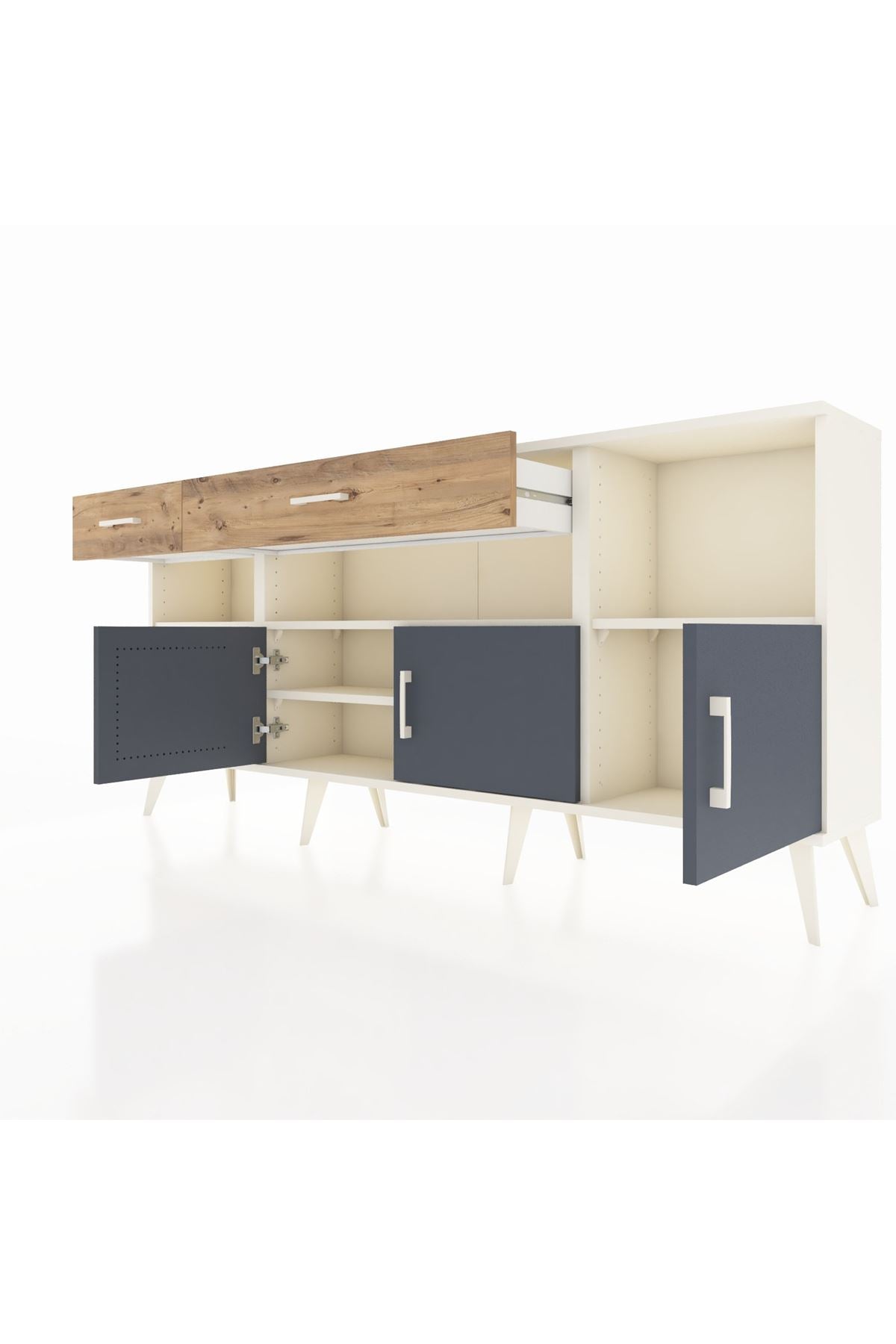 Arges Konsol 5 Raflı 2 Çekmeceli 3 Kapaklı 176x30x83 - S148M013V09A