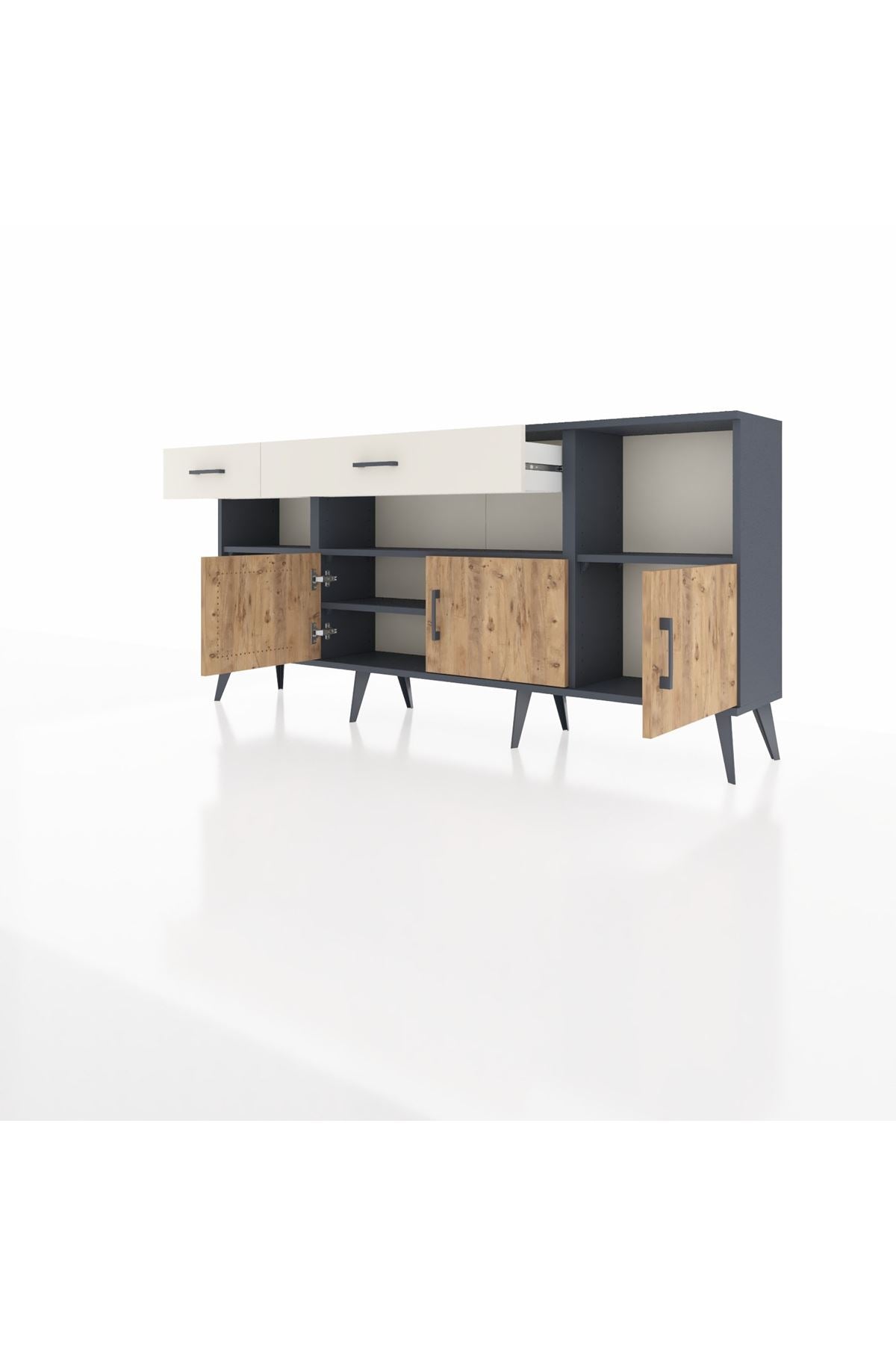 Arges Konsol 5 Raflı 2 Çekmeceli 3 Kapaklı 176x30x83 - S148M013V10A