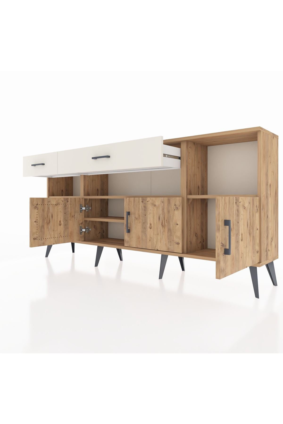 Arges Konsol 5 Raflı 2 Çekmeceli 3 Kapaklı 176x30x83 - S148M013V19A