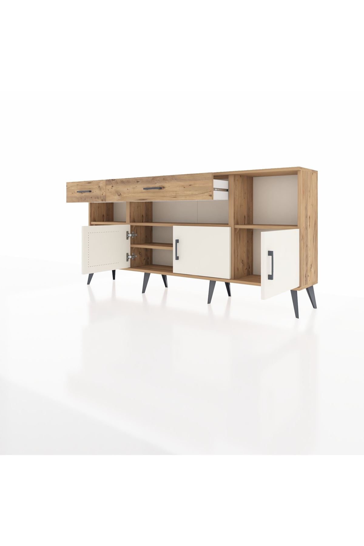 Arges Konsol 5 Raflı 2 Çekmeceli 3 Kapaklı 176x30x83 - S148M013V24A
