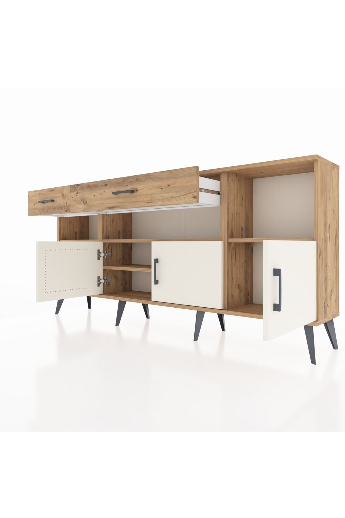 Arges Konsol 5 Raflı 2 Çekmeceli 3 Kapaklı 176x30x83 - S148M013V24A