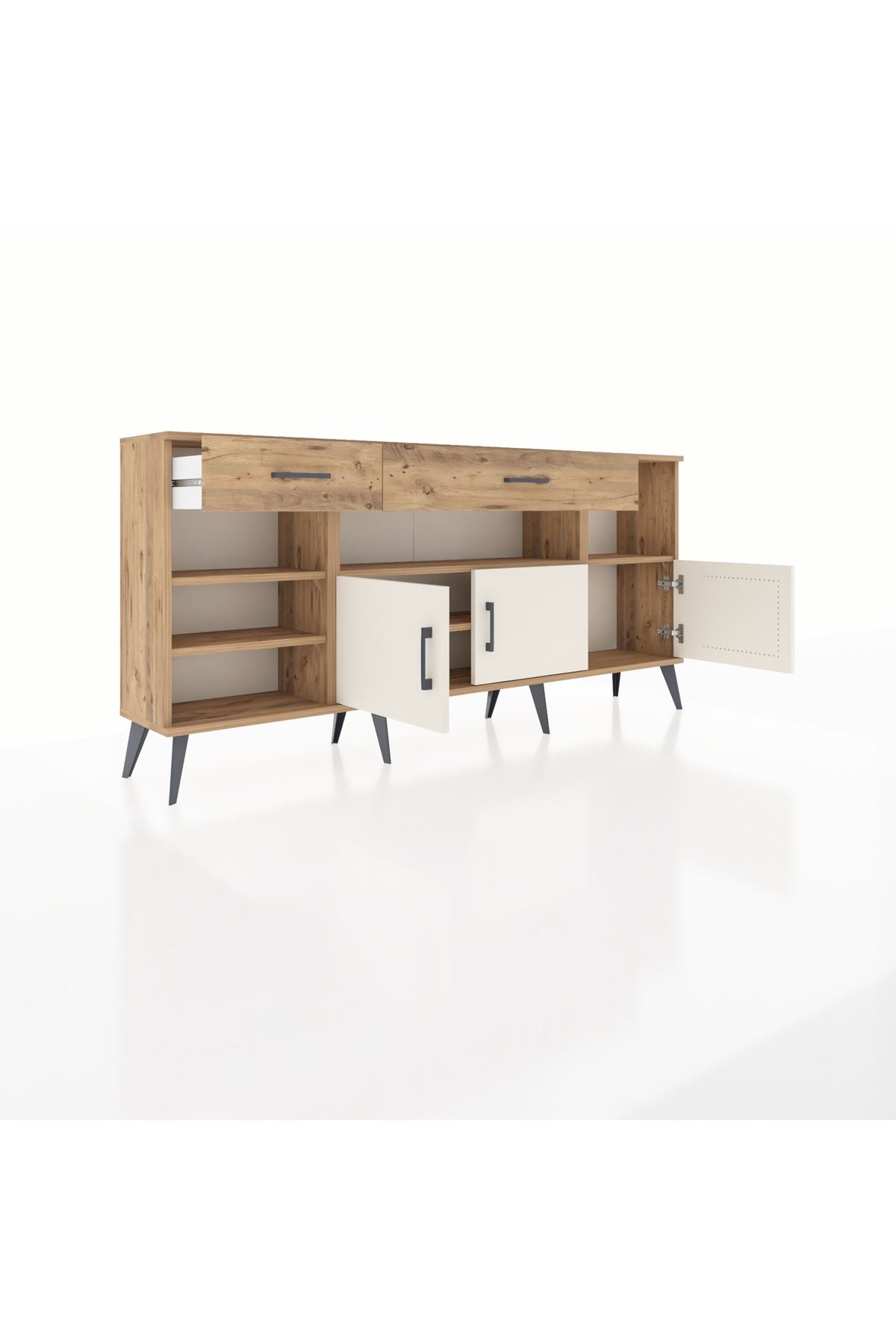 Arges Konsol 5 Raflı 2 Çekmeceli 3 Kapaklı 176x30x83 - S148M013V24A