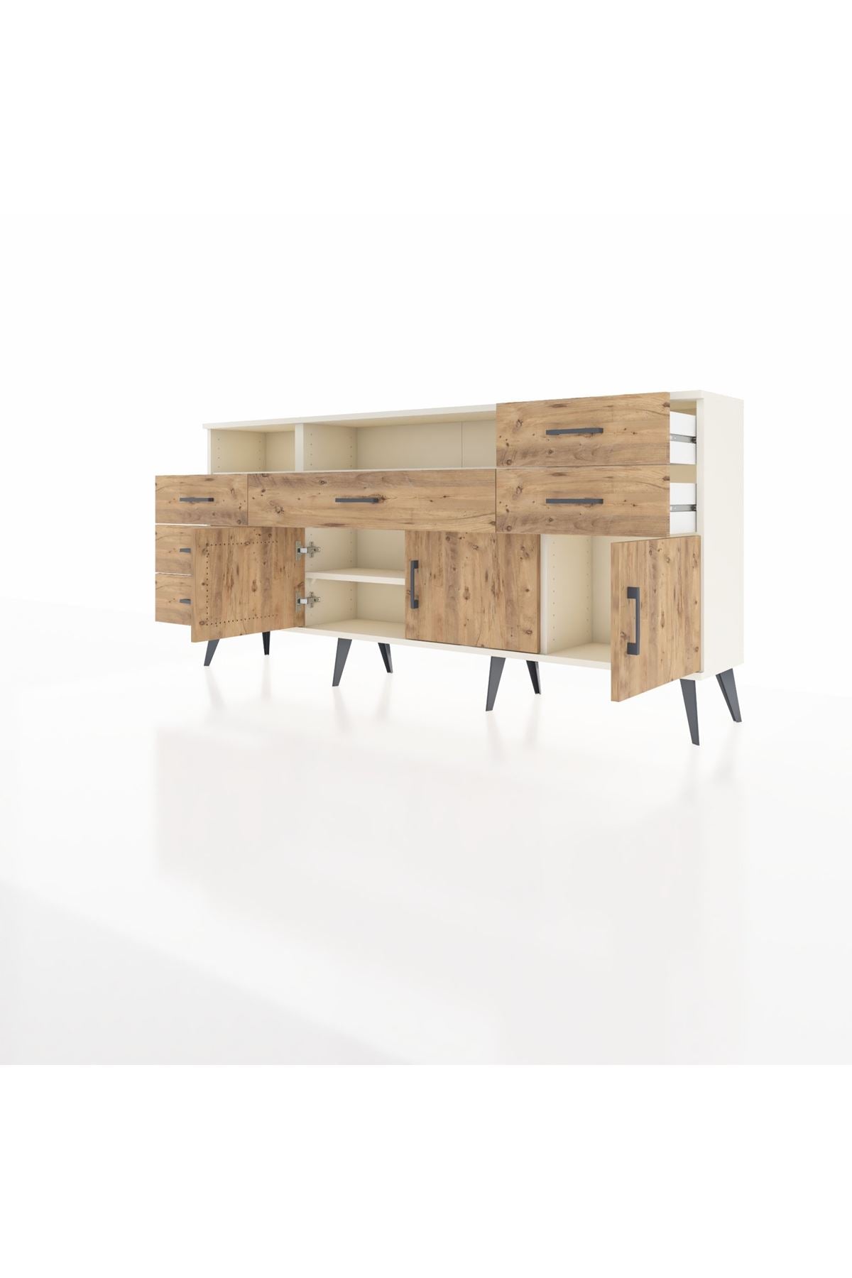 Arges Konsol 3 Raflı 6 Çekmeceli 3 Kapaklı 176x30x83 - S148M014V03A