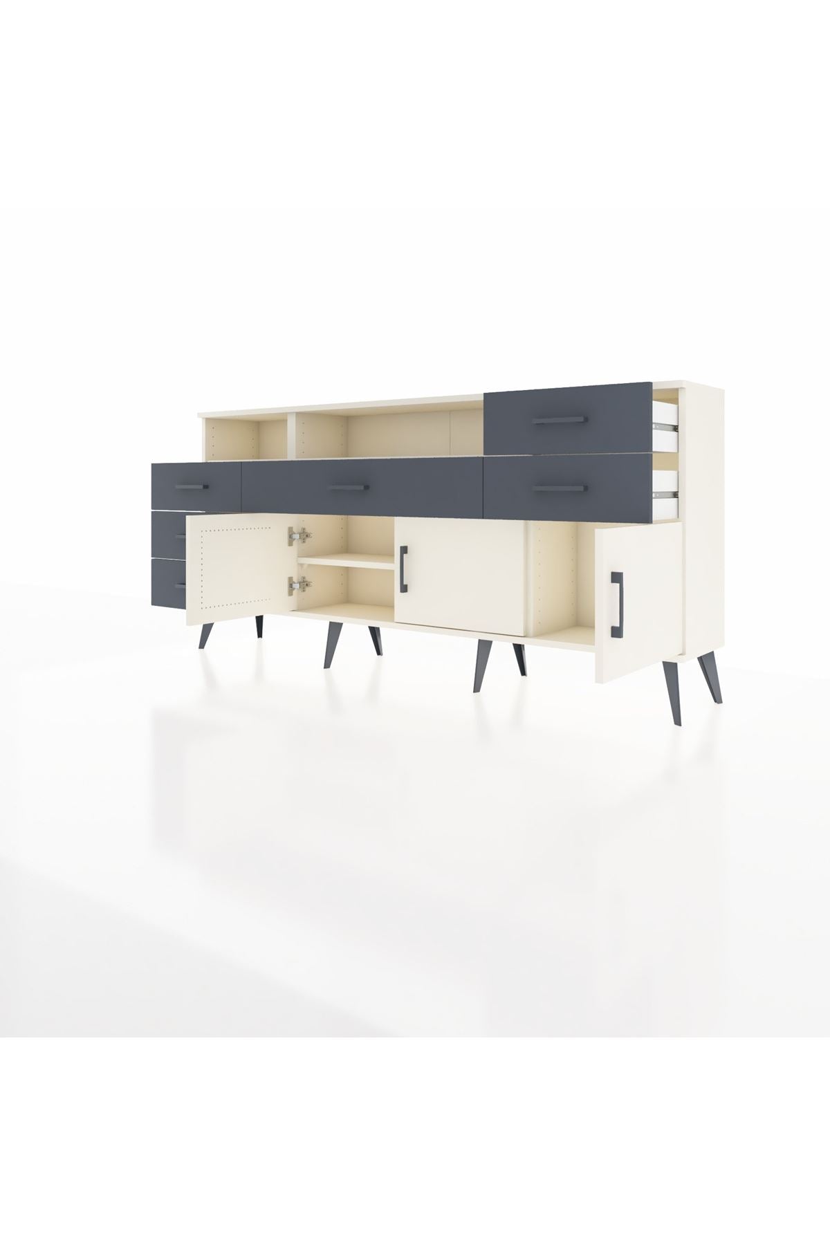 Arges Konsol 3 Raflı 6 Çekmeceli 3 Kapaklı 176x30x83 - S148M014V05A