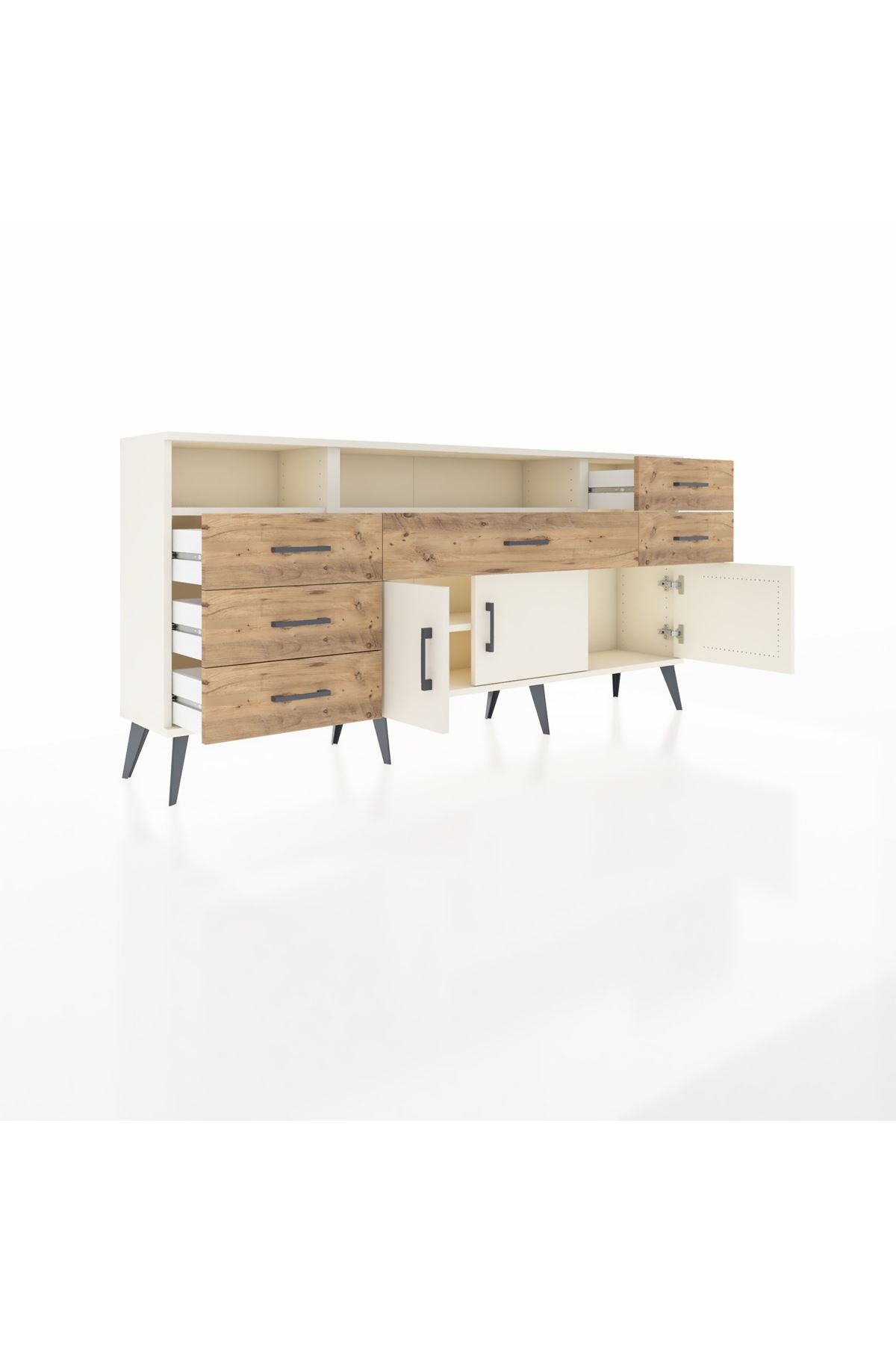Arges Konsol 3 Raflı 6 Çekmeceli 3 Kapaklı 176x30x83 - S148M014V06A