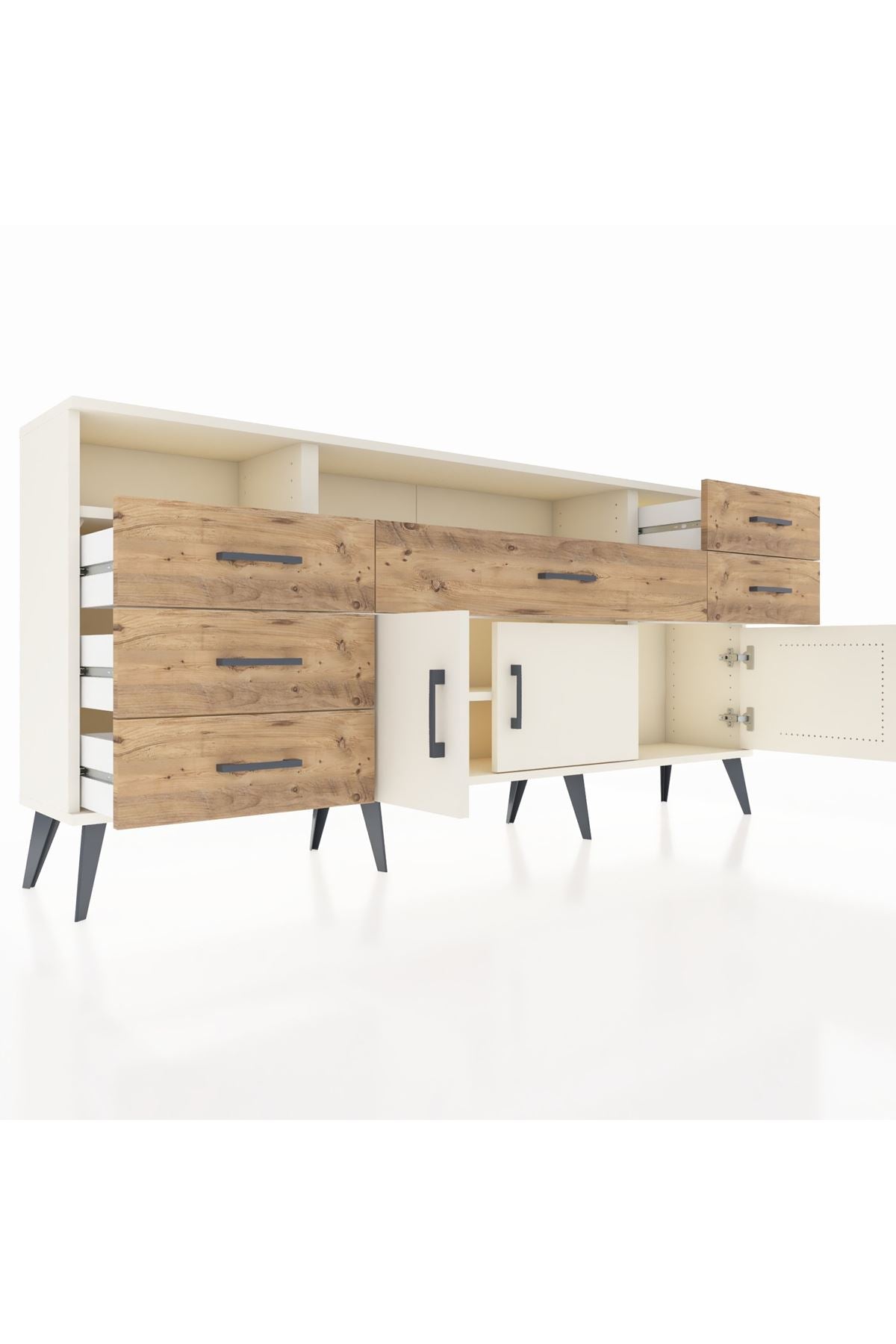 Arges Konsol 3 Raflı 6 Çekmeceli 3 Kapaklı 176x30x83 - S148M014V06A
