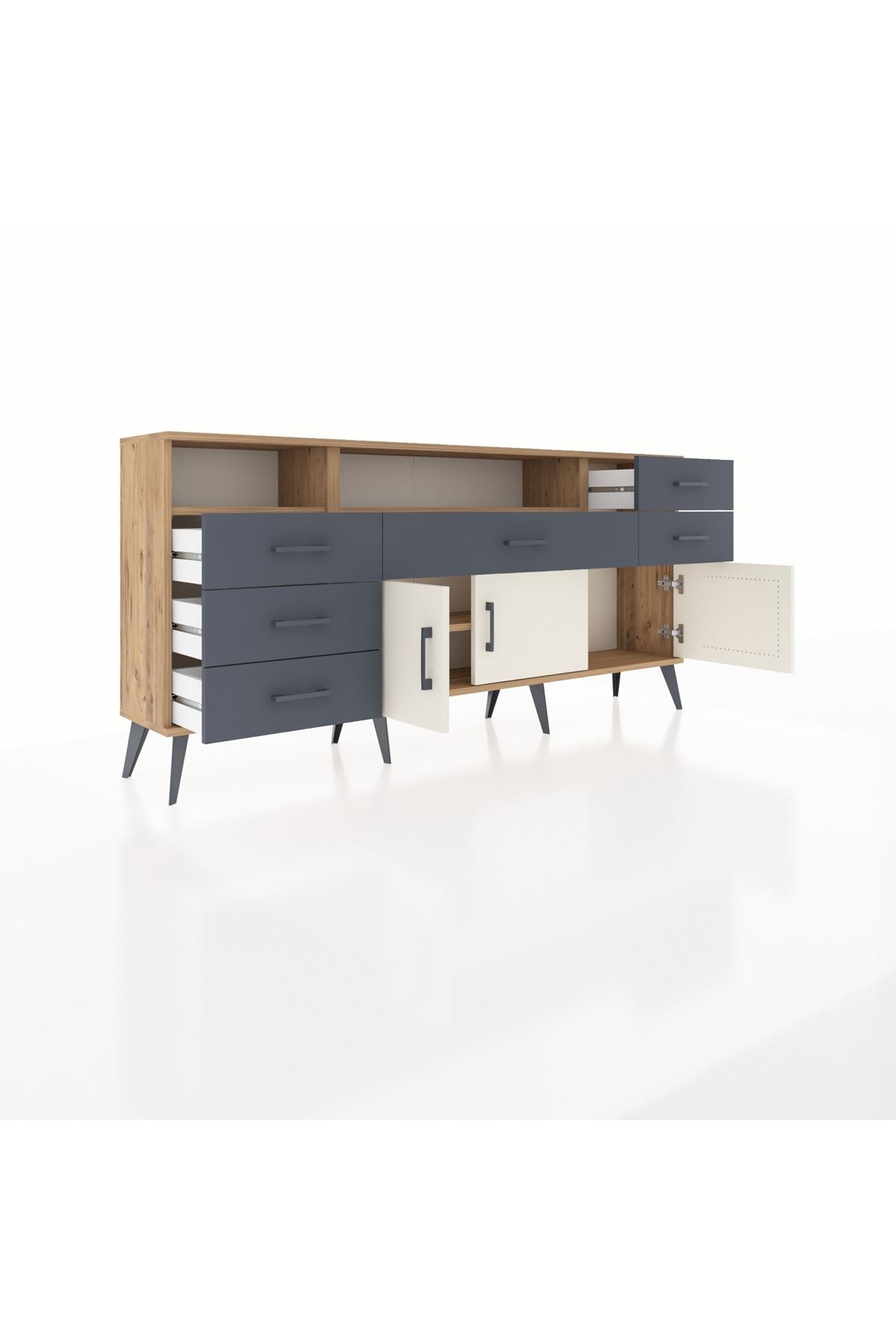 Arges Konsol 3 Raflı 6 Çekmeceli 3 Kapaklı 176x30x83 - S148M014V23A