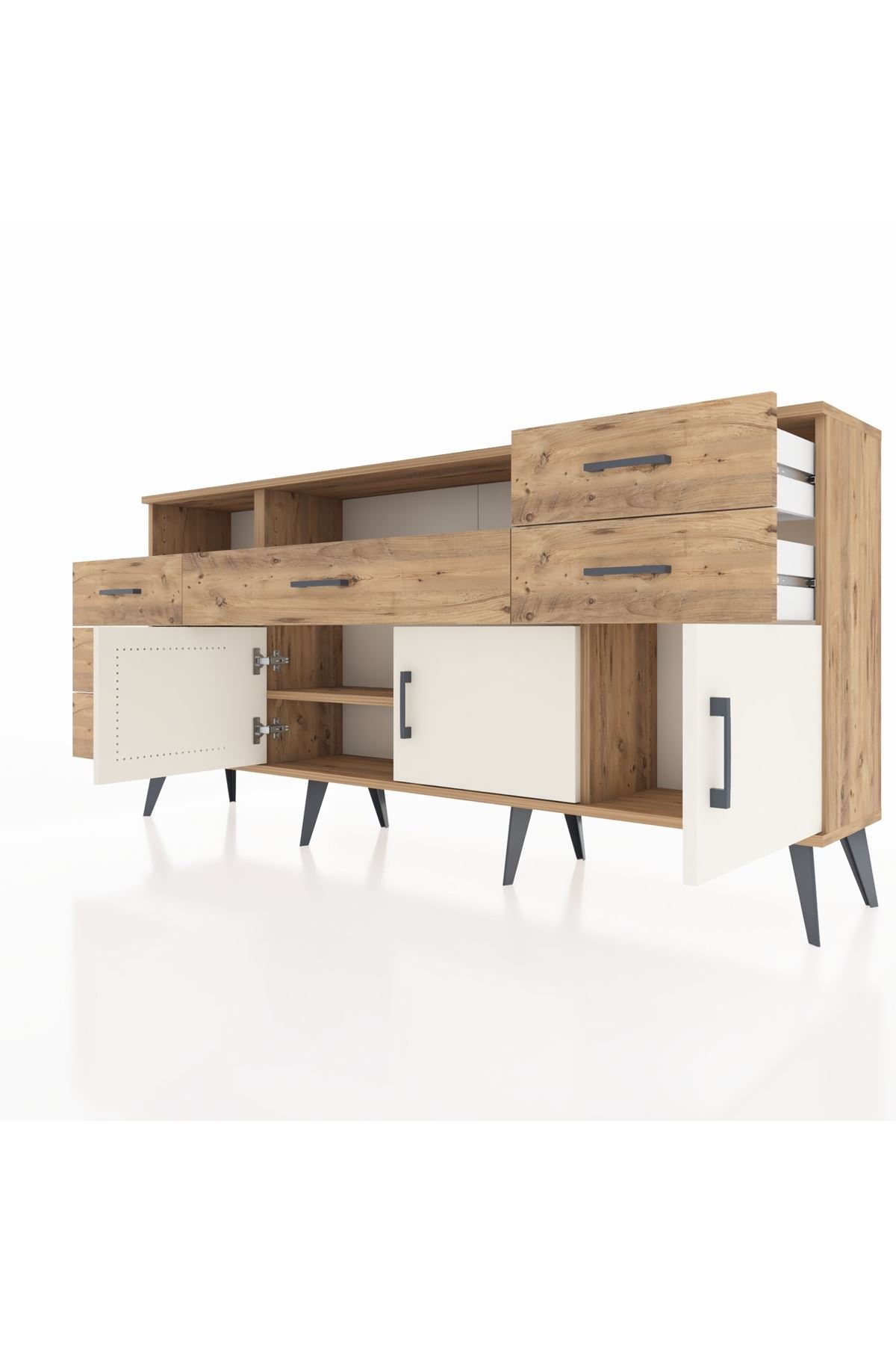 Arges Konsol 3 Raflı 6 Çekmeceli 3 Kapaklı 176x30x83 - S148M014V24A