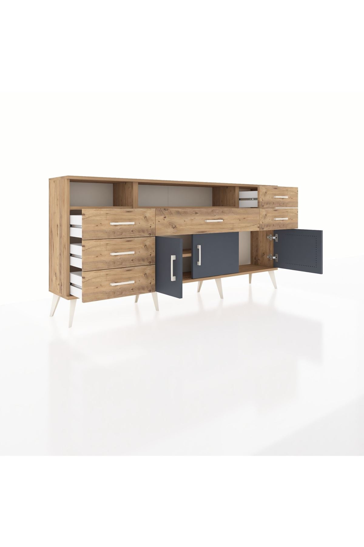 Arges Konsol 3 Raflı 6 Çekmeceli 3 Kapaklı 176x30x83 - S148M014V27A