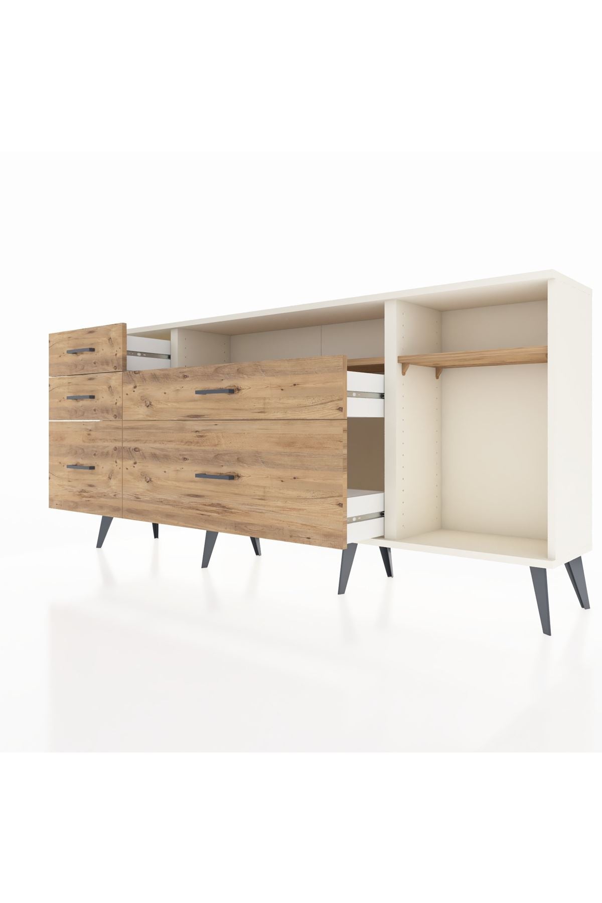 Arges Konsol 2 Raflı 5 Çekmeceli 176x30x83 - S148M015V03A