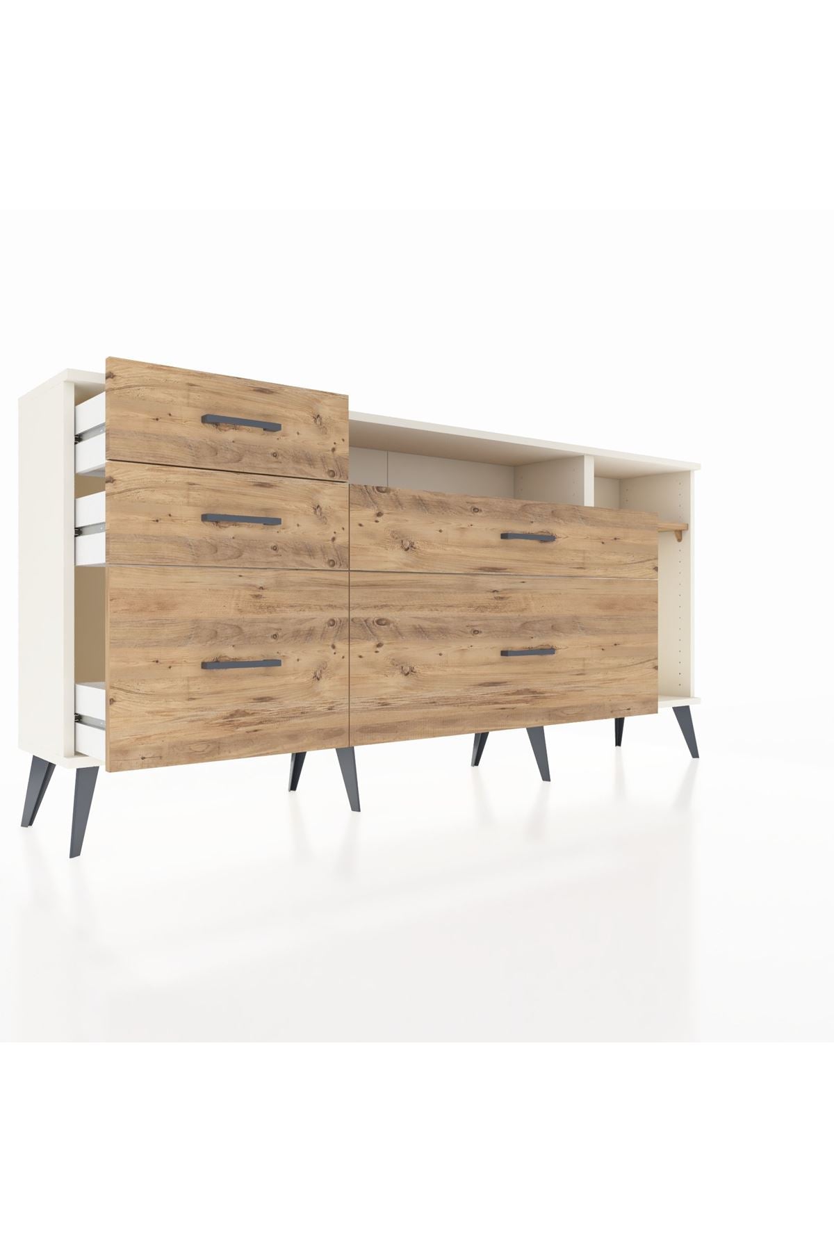 Arges Konsol 2 Raflı 5 Çekmeceli 176x30x83 - S148M015V03A