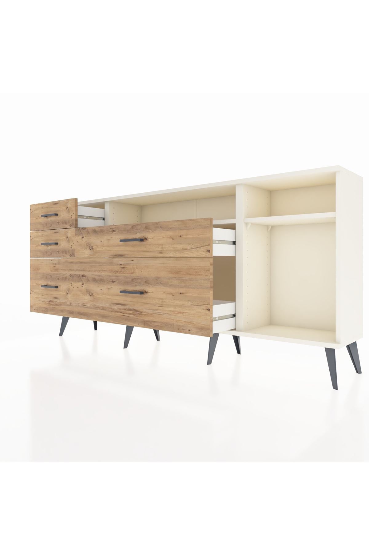 Arges Konsol 2 Raflı 5 Çekmeceli 176x30x83 - S148M015V06A