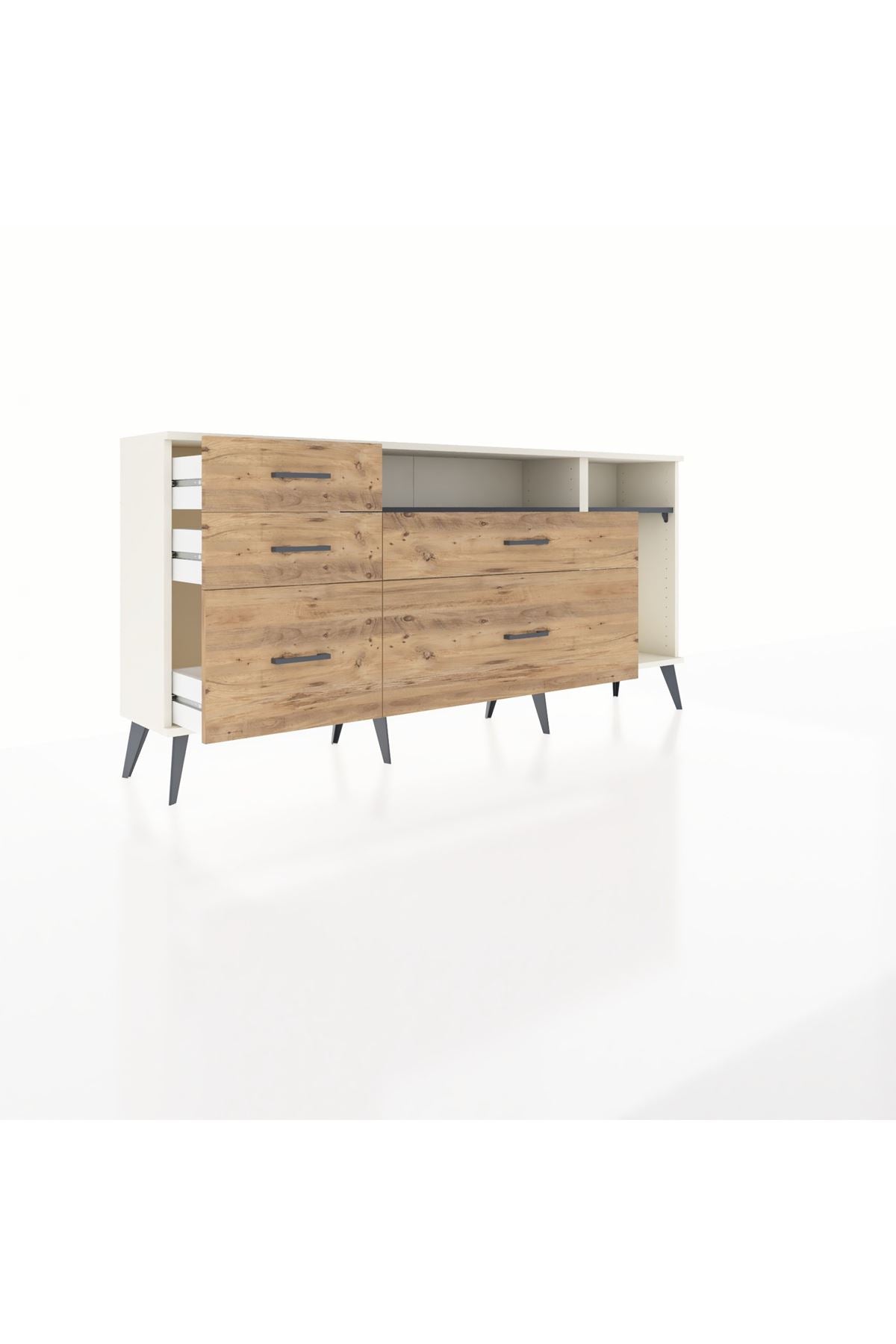 Arges Konsol 2 Raflı 5 Çekmeceli 176x30x83 - S148M015V09A
