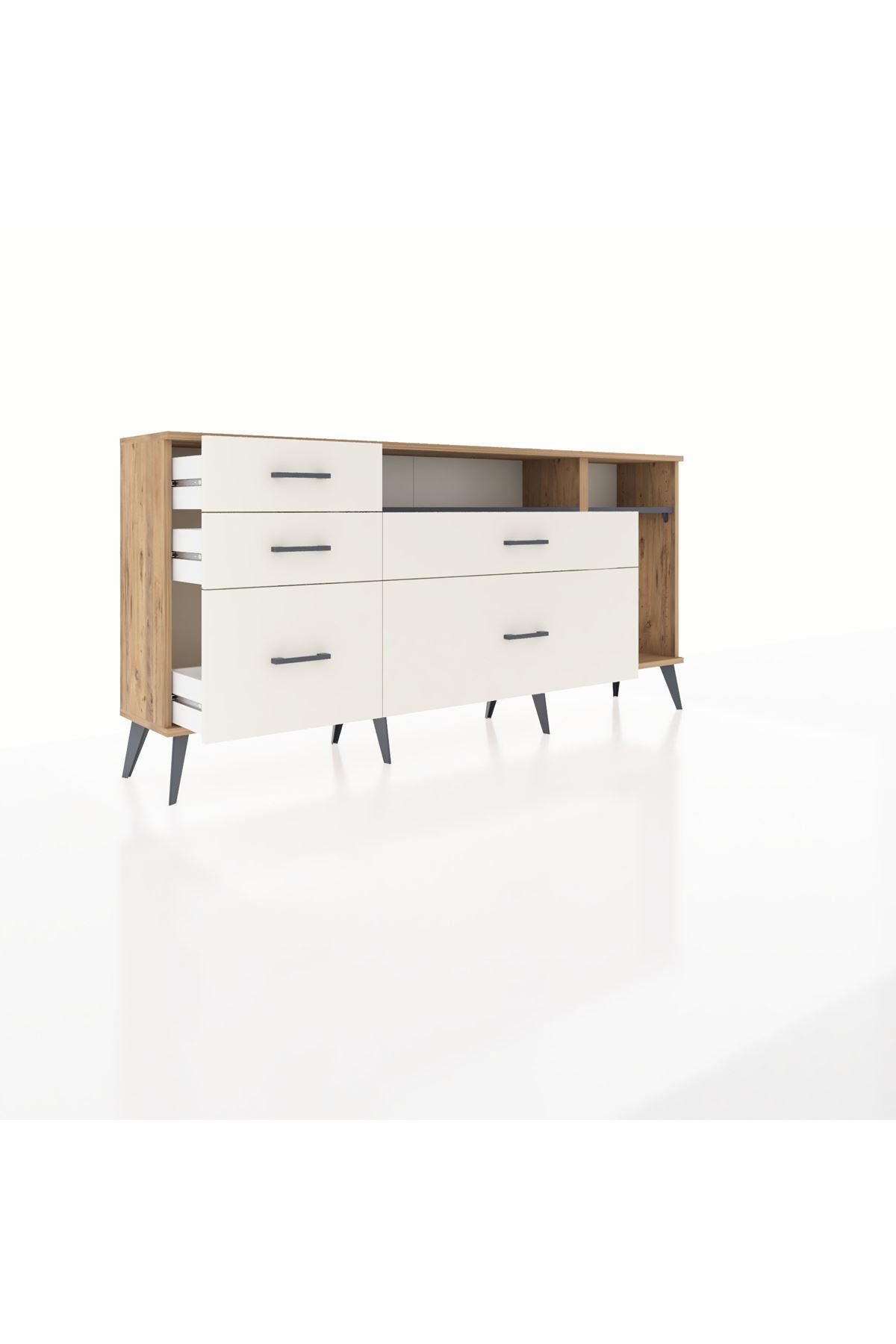 Arges Konsol 2 Raflı 5 Çekmeceli 176x30x83 - S148M015V25A
