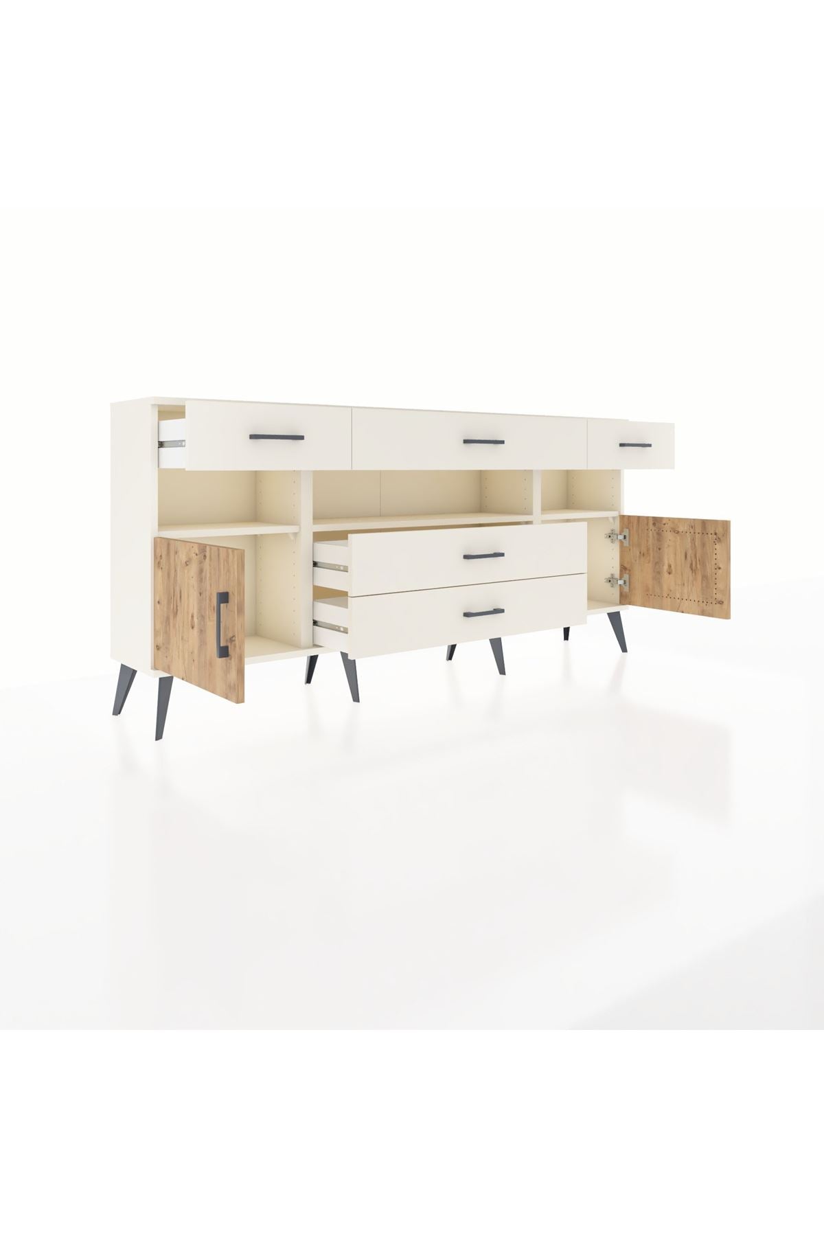 Arges Konsol 3 Raflı 5 Çekmeceli 2 Kapaklı 176x30x83 - S148M016V01A