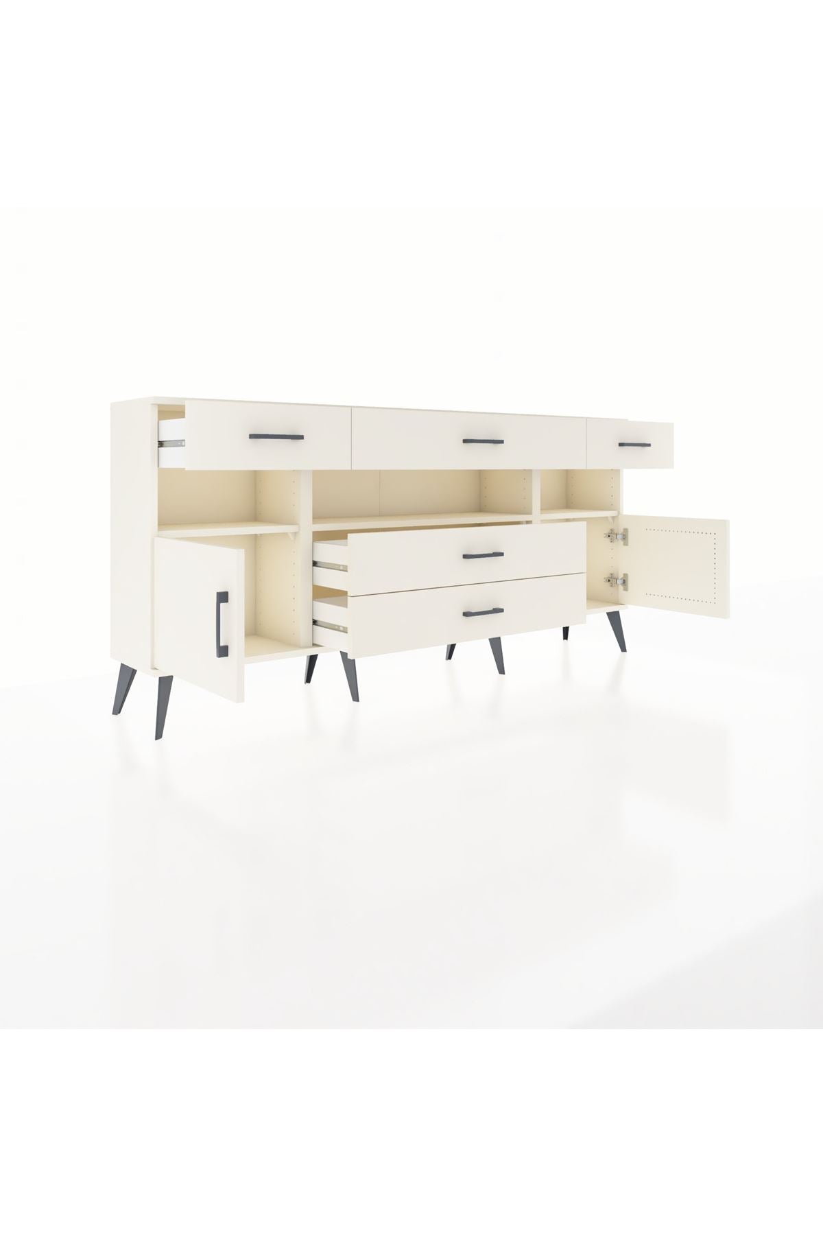 Arges Konsol 3 Raflı 5 Çekmeceli 2 Kapaklı 176x30x83 - S148M016V04A