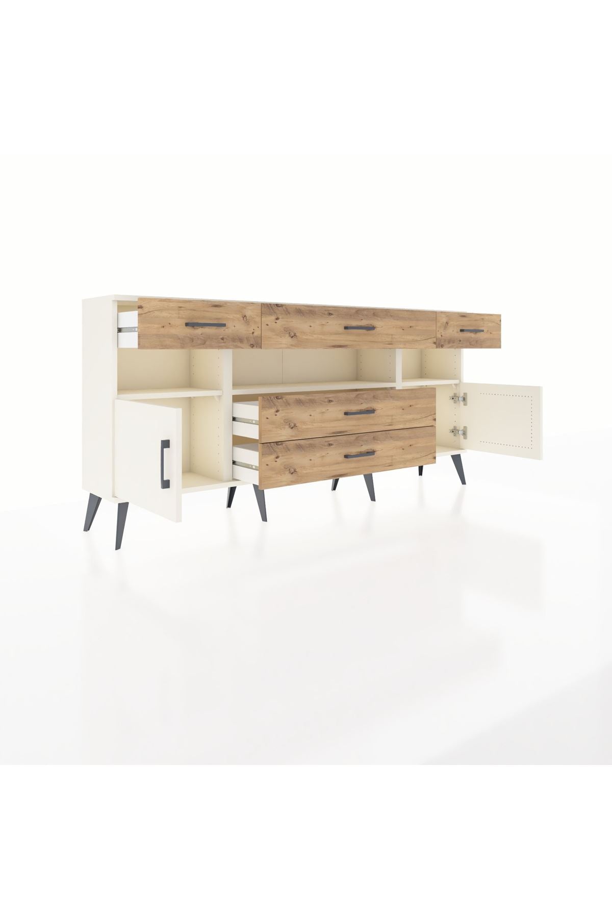 Arges Konsol 3 Raflı 5 Çekmeceli 2 Kapaklı 176x30x83 - S148M016V06A