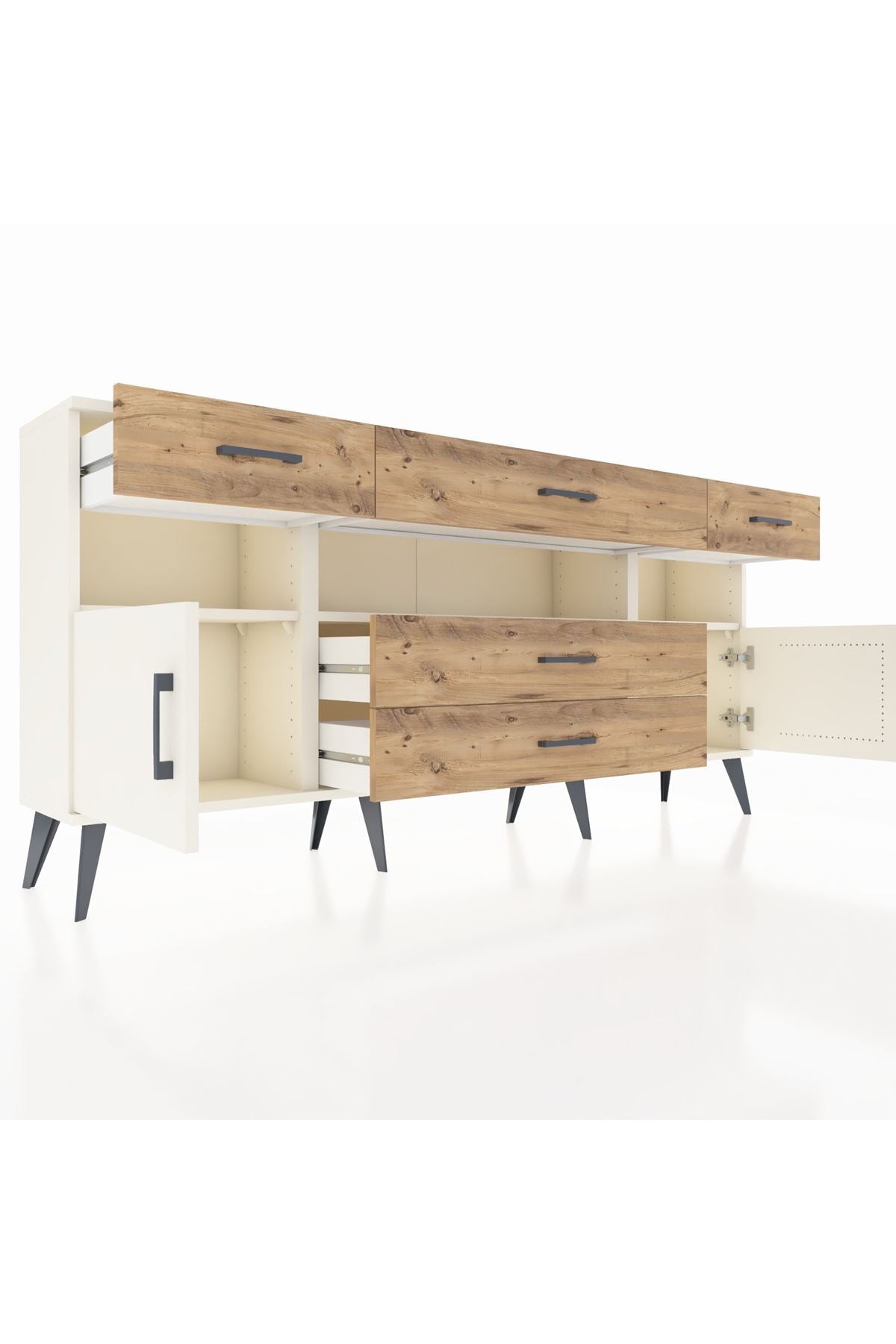 Arges Konsol 3 Raflı 5 Çekmeceli 2 Kapaklı 176x30x83 - S148M016V06A