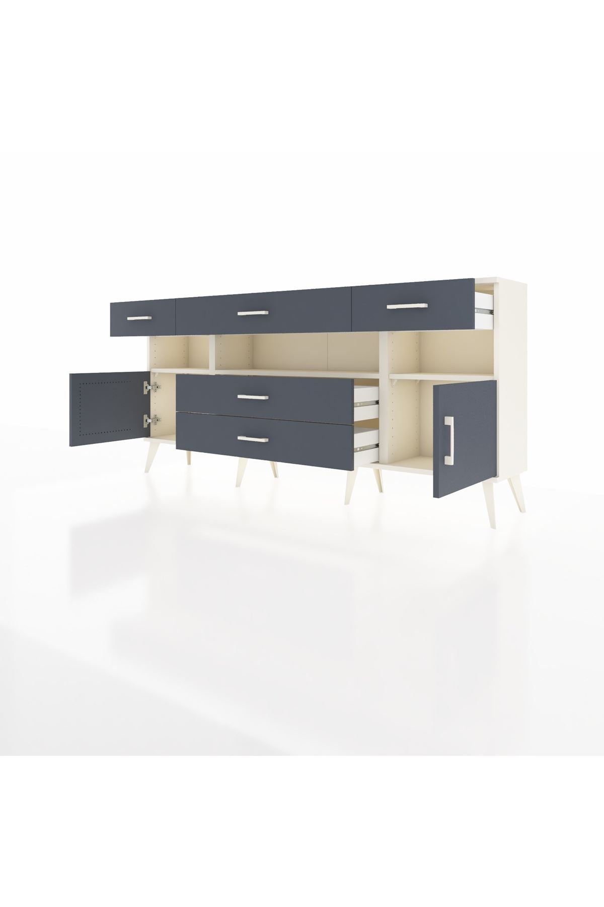 Arges Konsol 3 Raflı 5 Çekmeceli 2 Kapaklı 176x30x83 - S148M016V08A