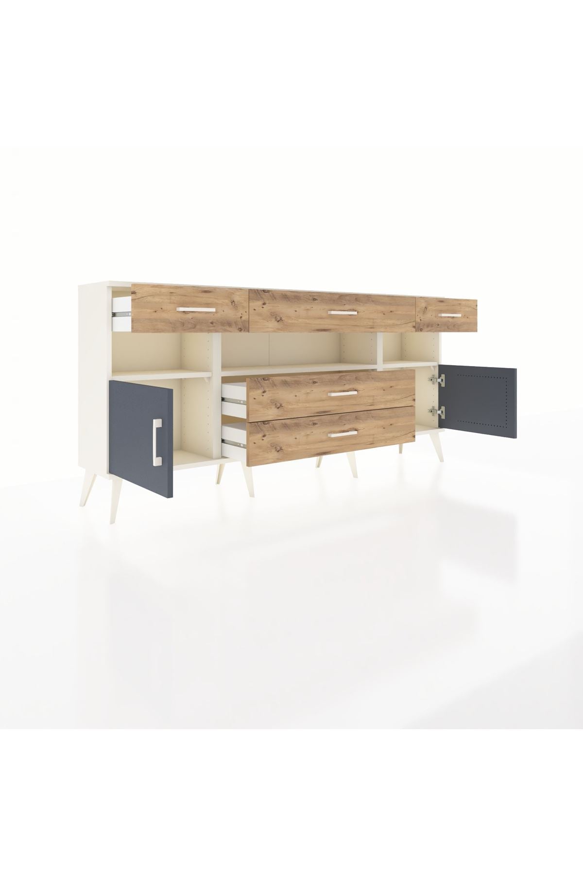 Arges Konsol 3 Raflı 5 Çekmeceli 2 Kapaklı 176x30x83 - S148M016V09A