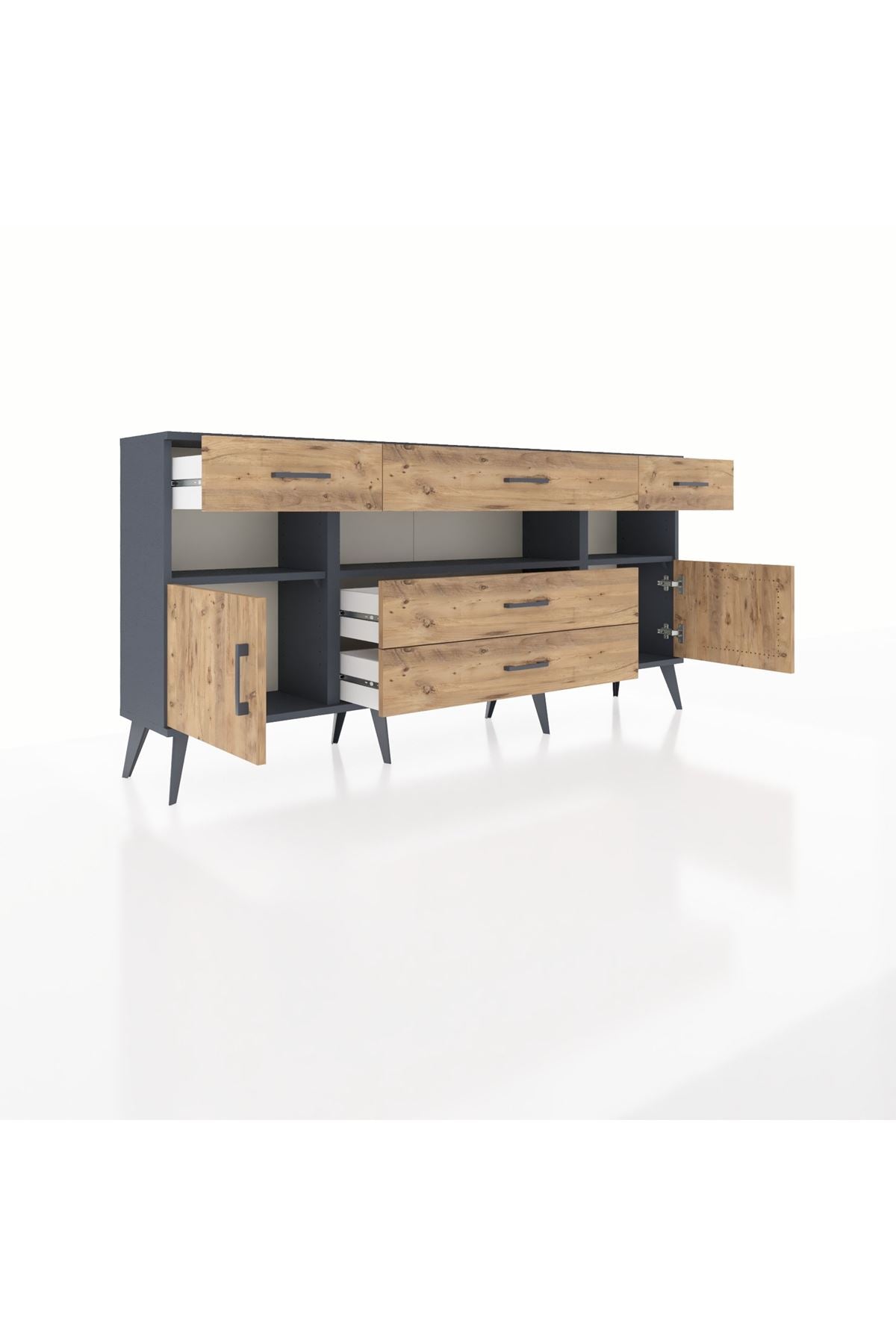 Arges Konsol 3 Raflı 5 Çekmeceli 2 Kapaklı 176x30x83 - S148M016V12A