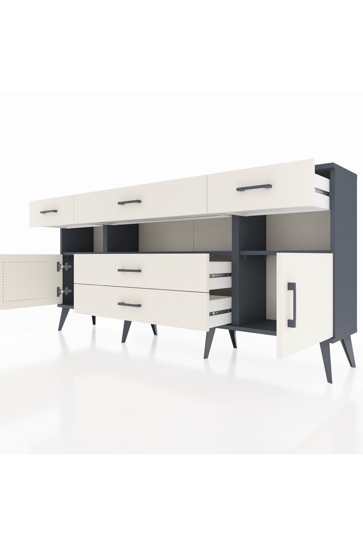 Arges Konsol 3 Raflı 5 Çekmeceli 2 Kapaklı 176x30x83 - S148M016V13A