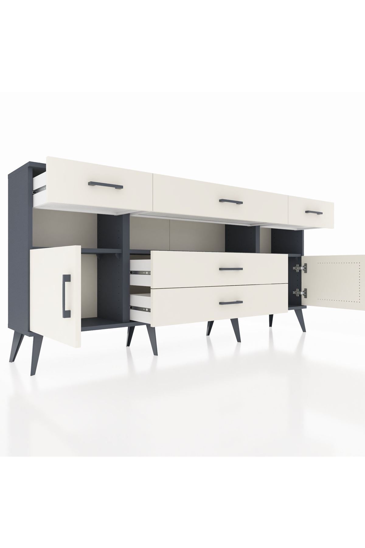 Arges Konsol 3 Raflı 5 Çekmeceli 2 Kapaklı 176x30x83 - S148M016V13A